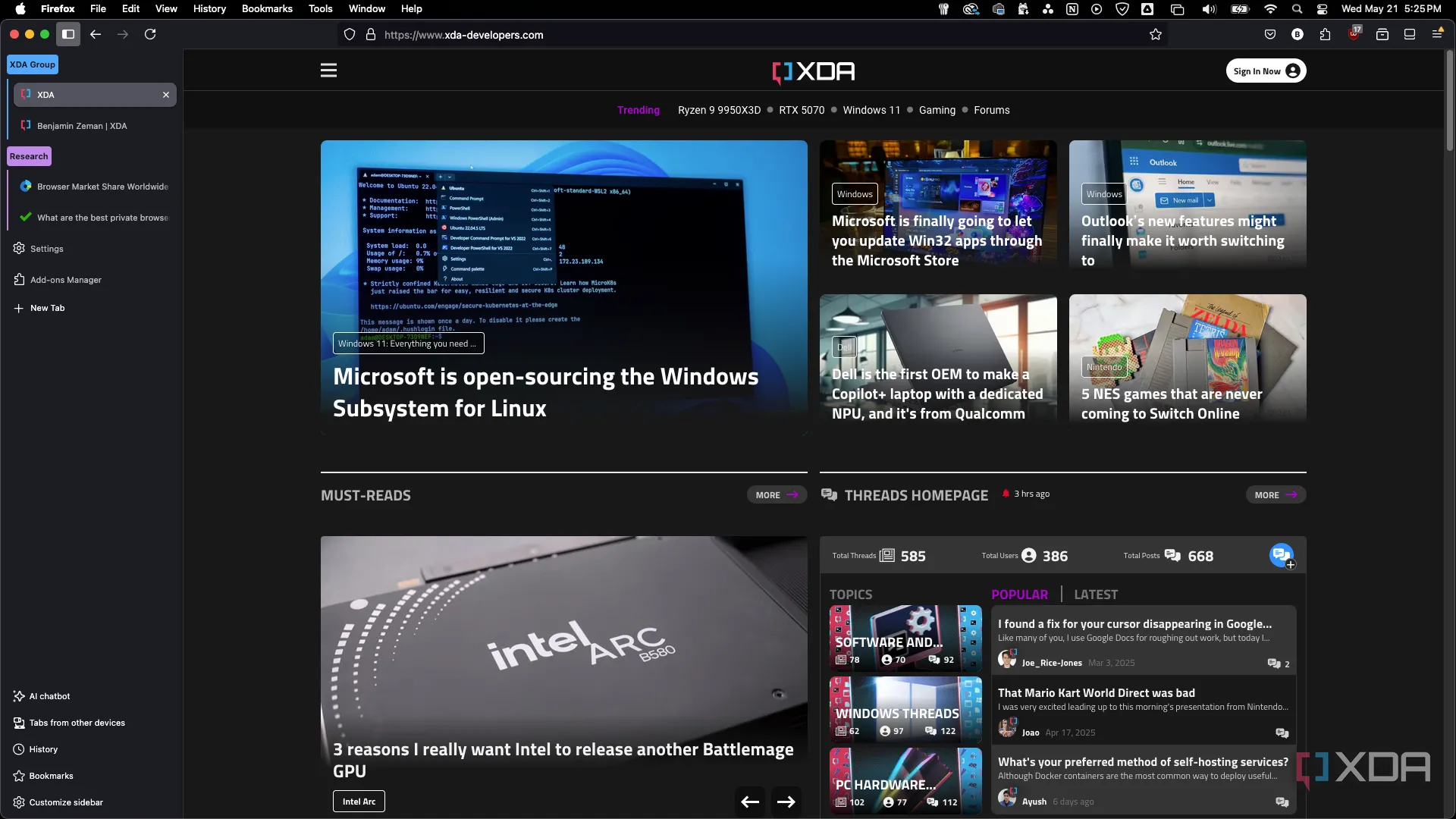 Giao diện trình duyệt Firefox hiển thị tính năng nhóm tab