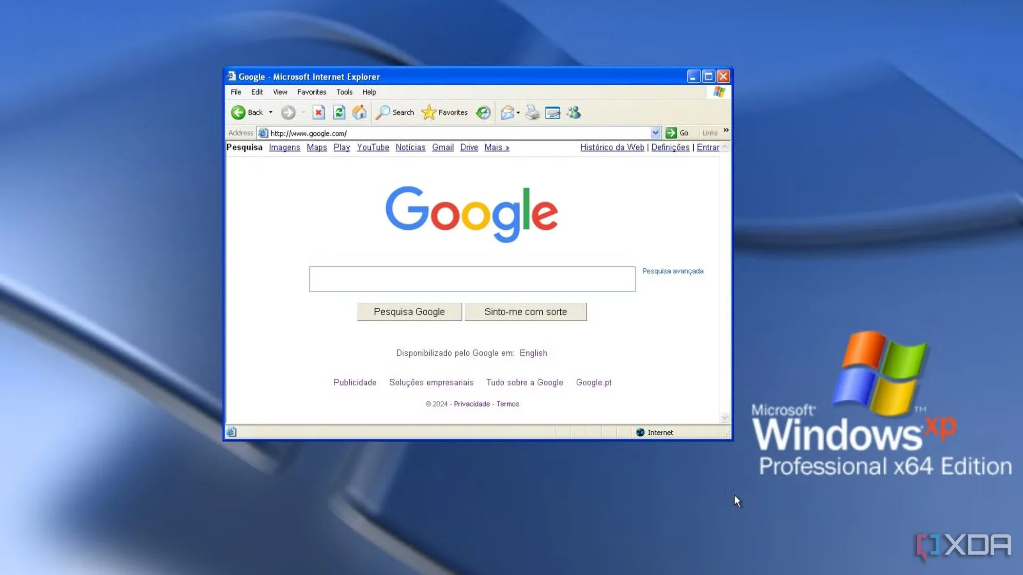 Giao diện trình duyệt Internet Explorer trên hệ điều hành Windows XP