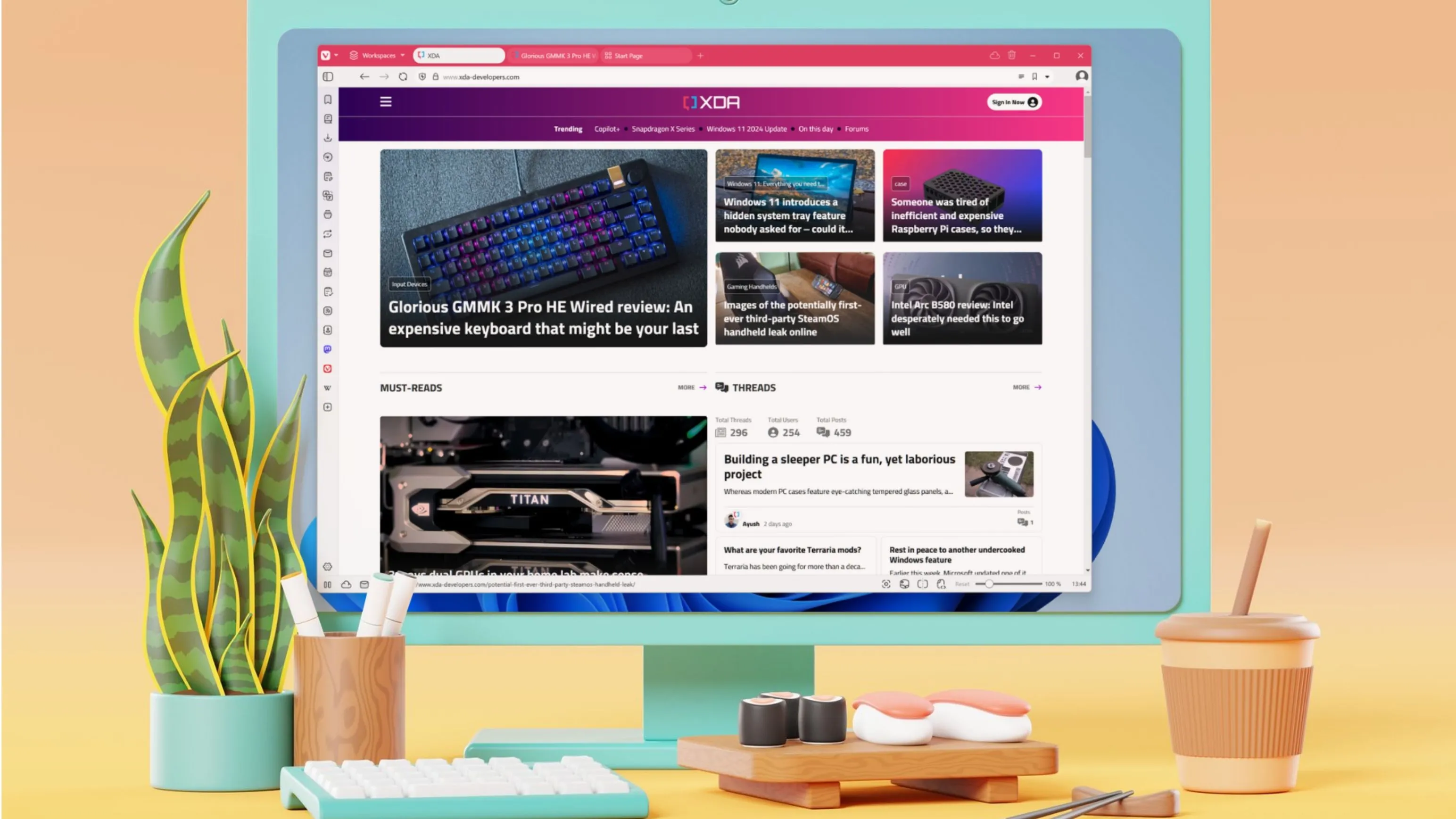 Giao diện trình duyệt Vivaldi trên máy tính Windows, so sánh với Chrome và Edge về hiệu suất.