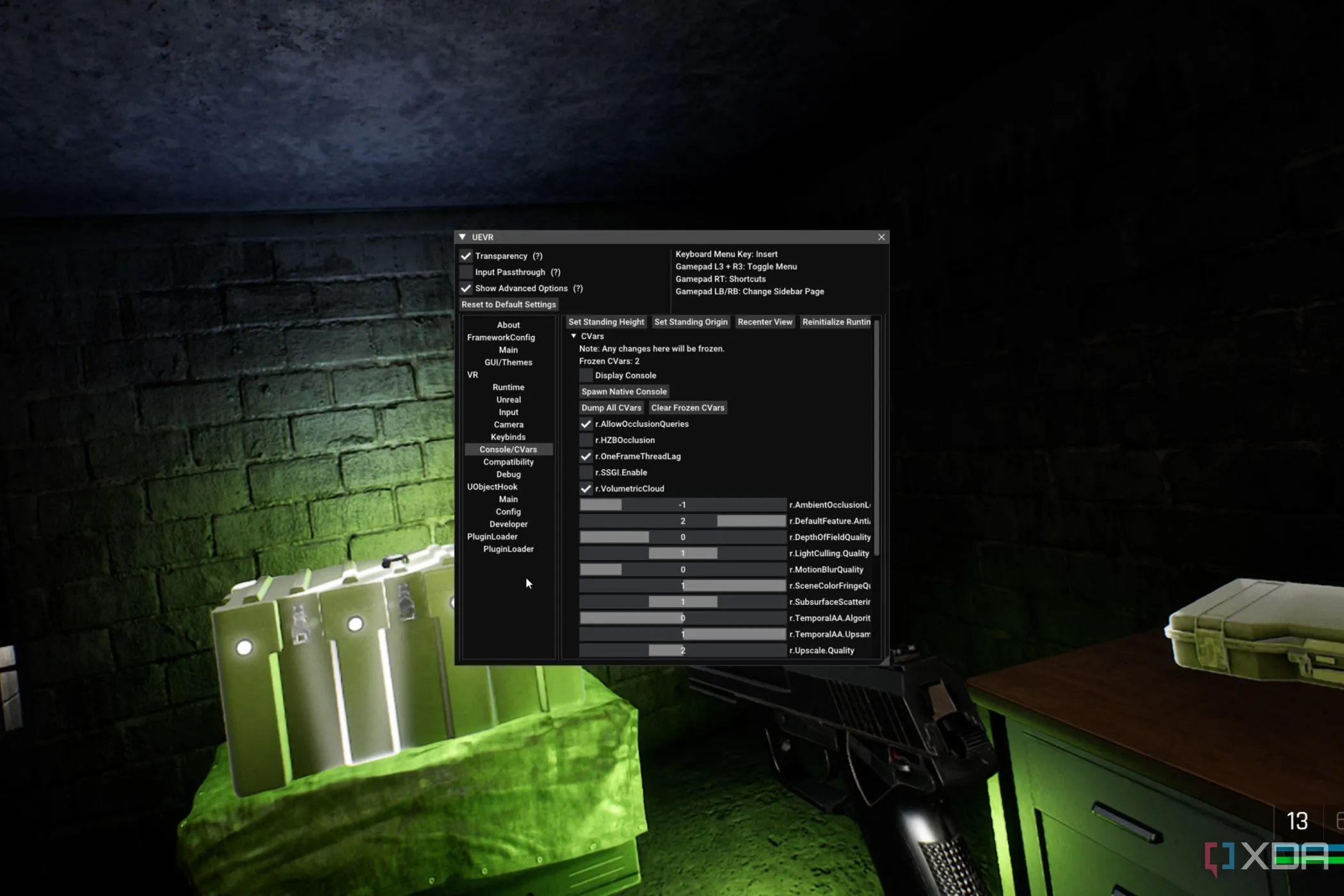 Giao diện trình Injector của UEVR mod đang chạy trên game Trepang2