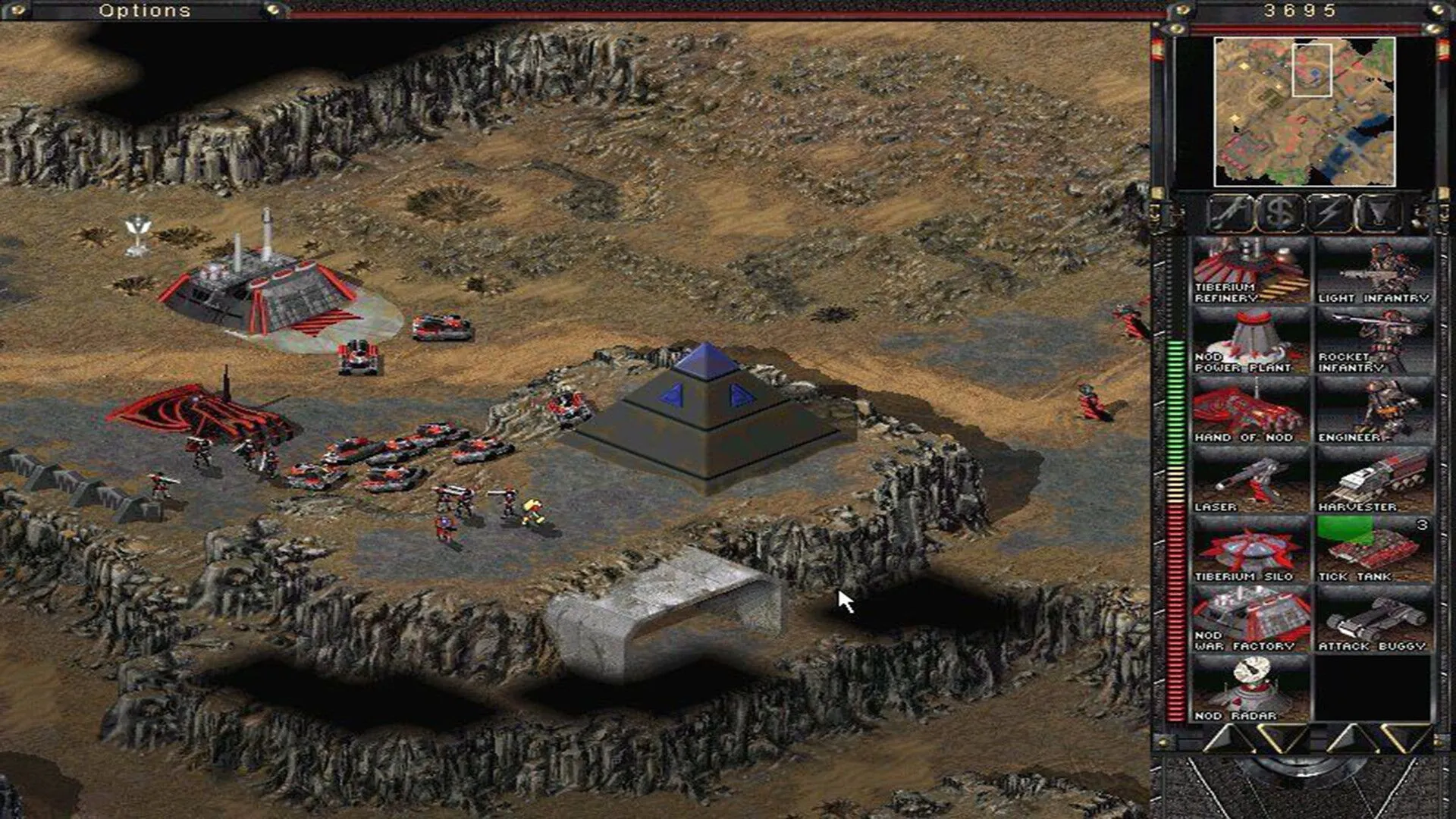 Giao diện trò chơi Command &amp; Conquer Tiberian Sun, minh họa cho kỷ nguyên game PC được hỗ trợ bởi DirectX