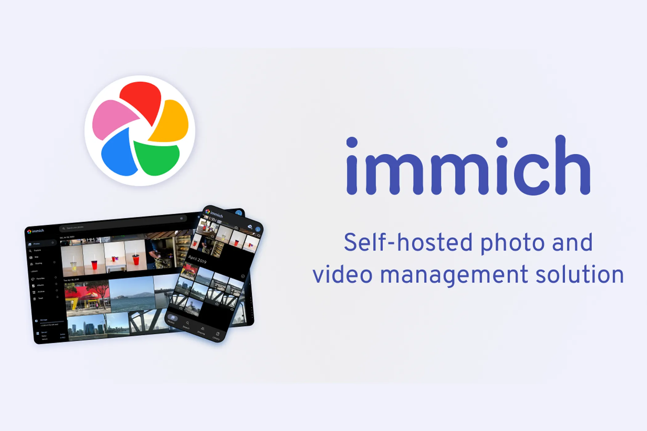 Giao diện ứng dụng Immich trong môi trường tự host, phục vụ quản lý ảnh và thử nghiệm tính năng mới.