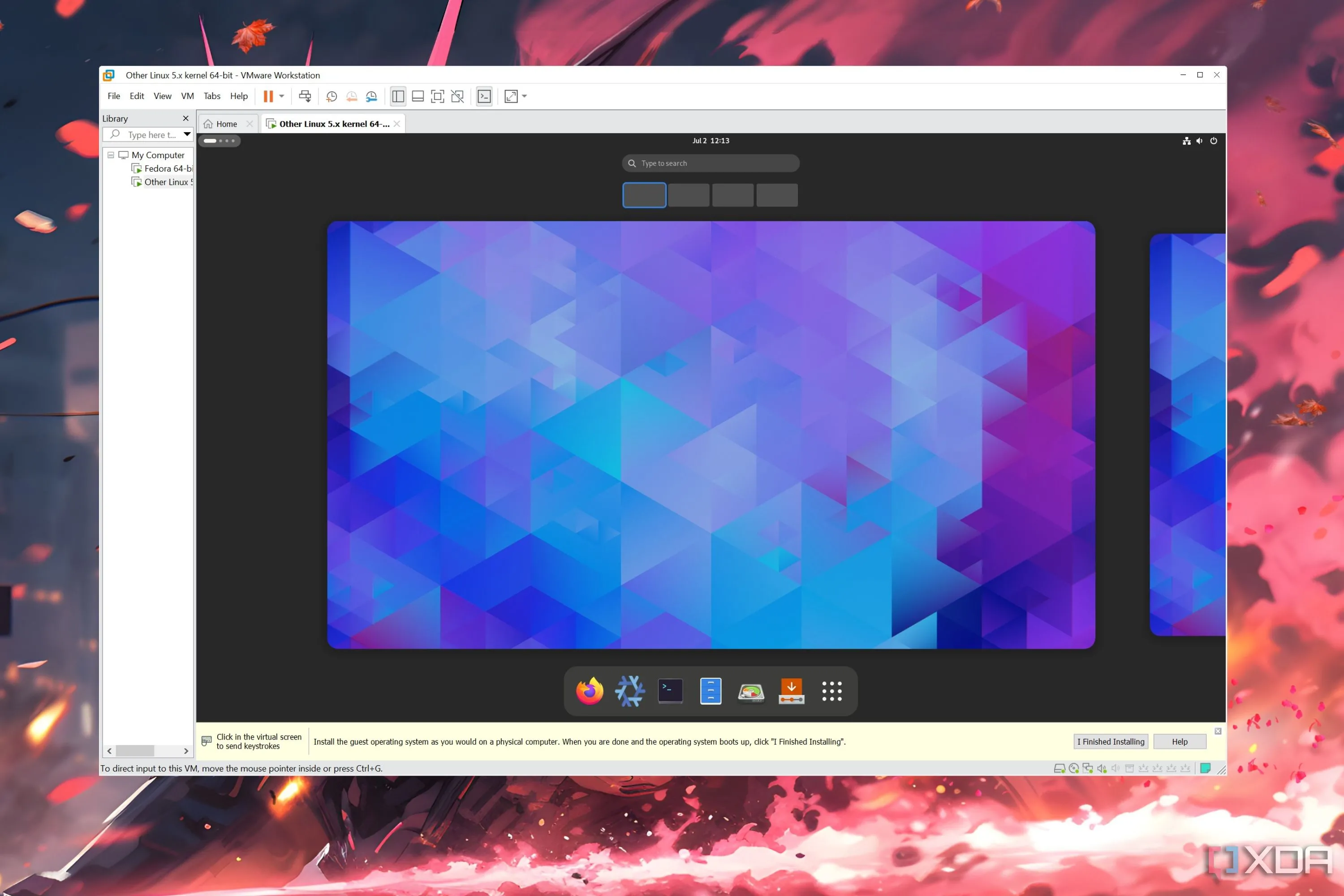 Giao diện VMware Workstation Pro hiển thị hệ điều hành NixOS đang chạy trong môi trường ảo