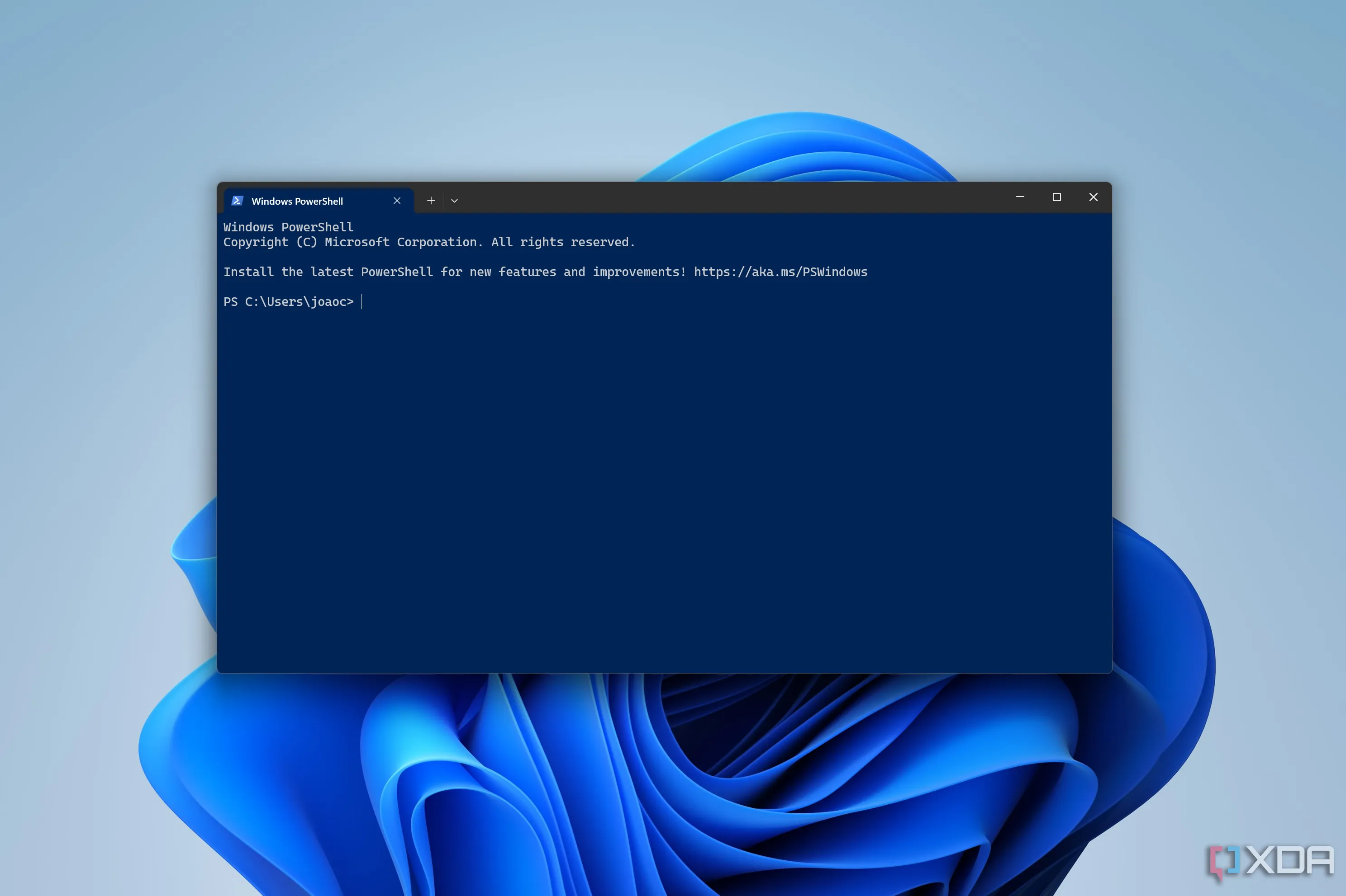 Giao diện Windows PowerShell chạy trên hệ điều hành Windows 11.