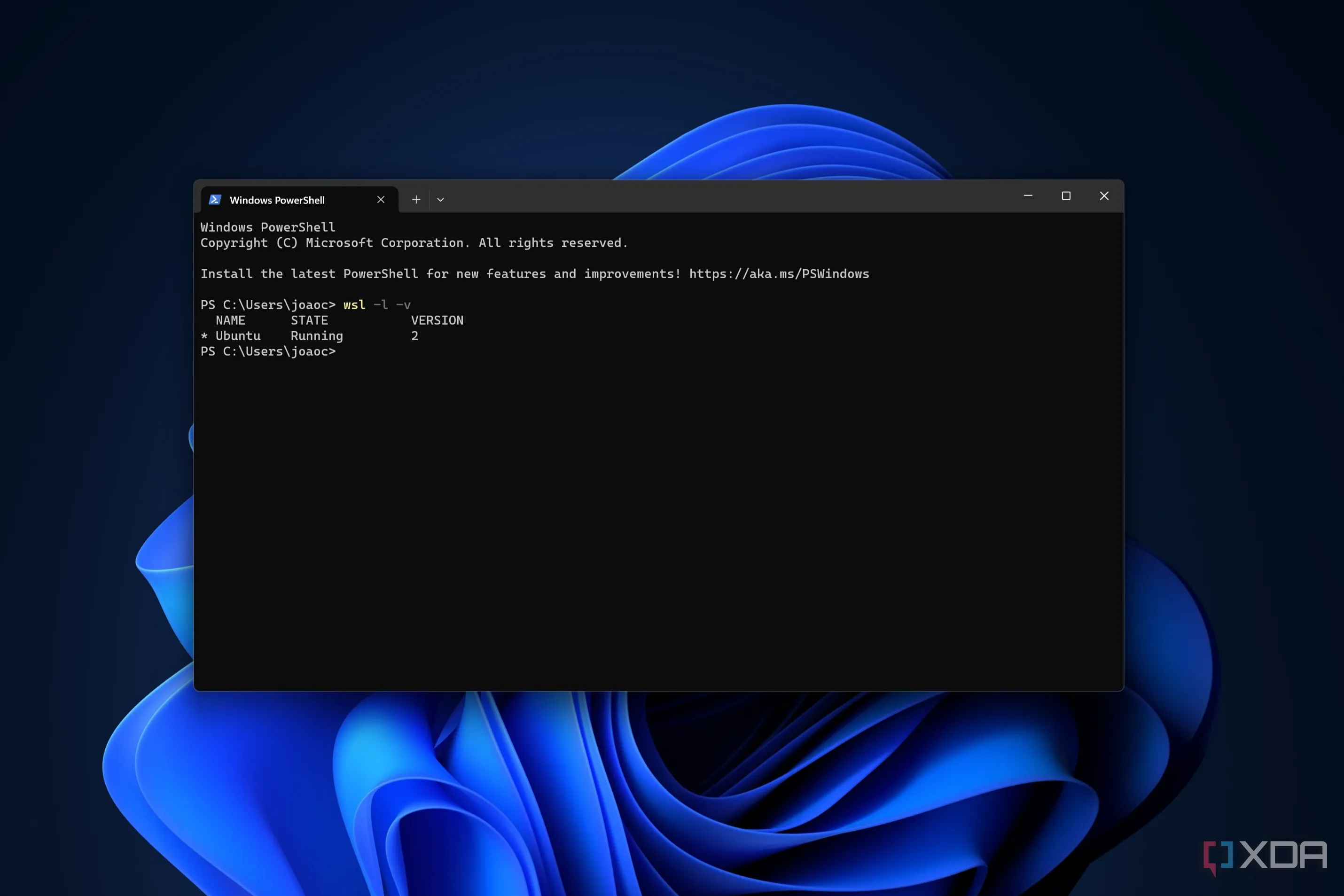 Giao diện Windows Terminal hiển thị danh sách các bản phân phối Linux đã cài đặt trong WSL.