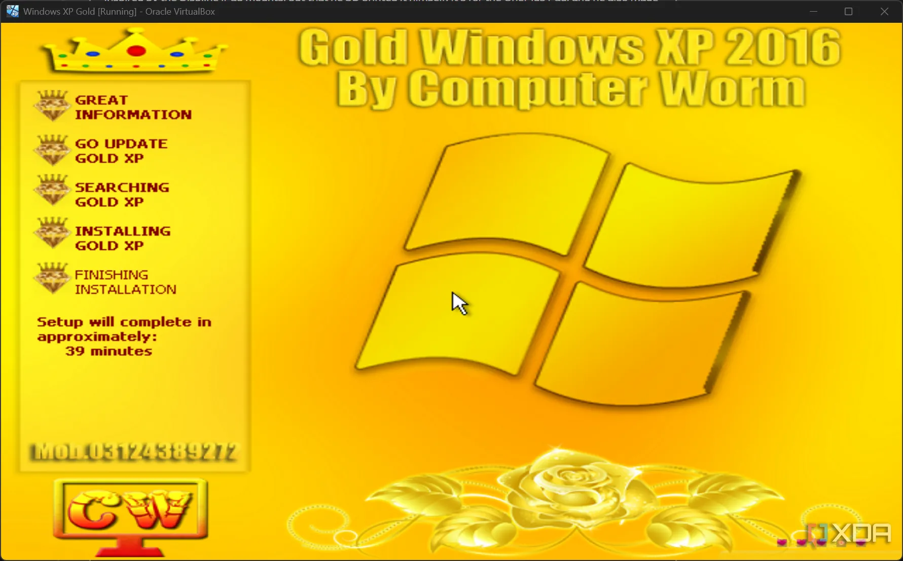 Giao diện Windows XP Gold Edition với chủ đề màu vàng nổi bật