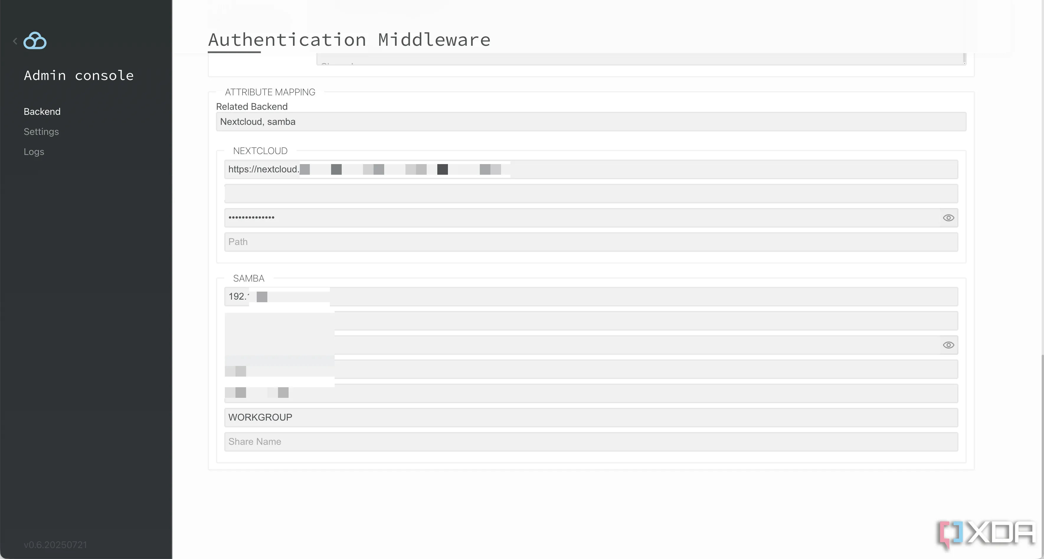 Giao diện xác thực (Auth middleware) của Filestash cho phép quản lý truy cập người dùng