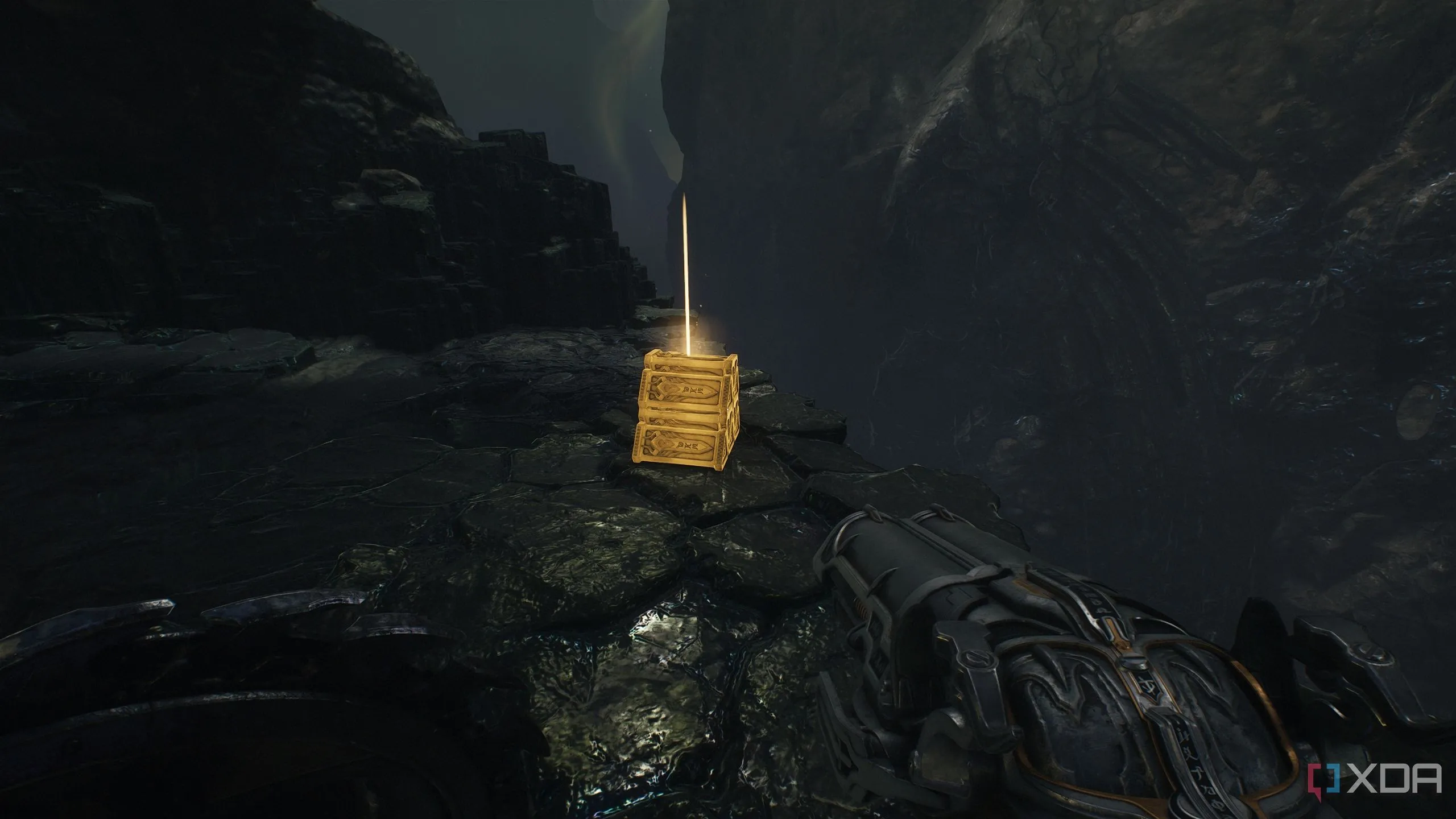 Gold Stack nằm trên rìa vách đá ở Chương 16 của Doom: The Dark Ages