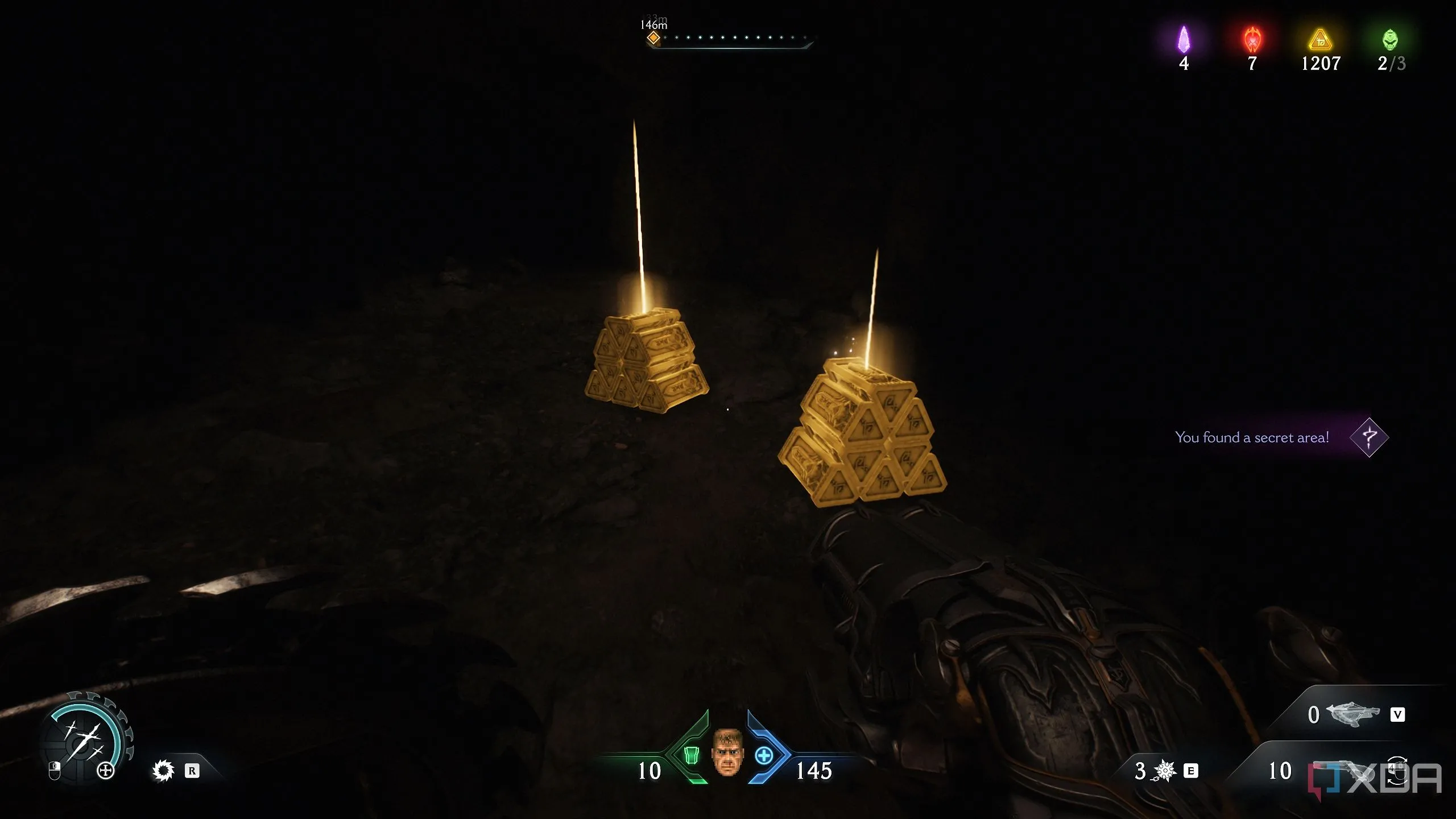 Hai cọc vàng lớn trong khu vực bí mật 2 của Chương 20 Doom The Dark Ages.