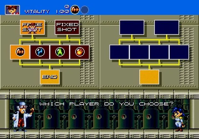 Hai nhân vật chính của Gunstar Heroes tấn công kẻ thù
