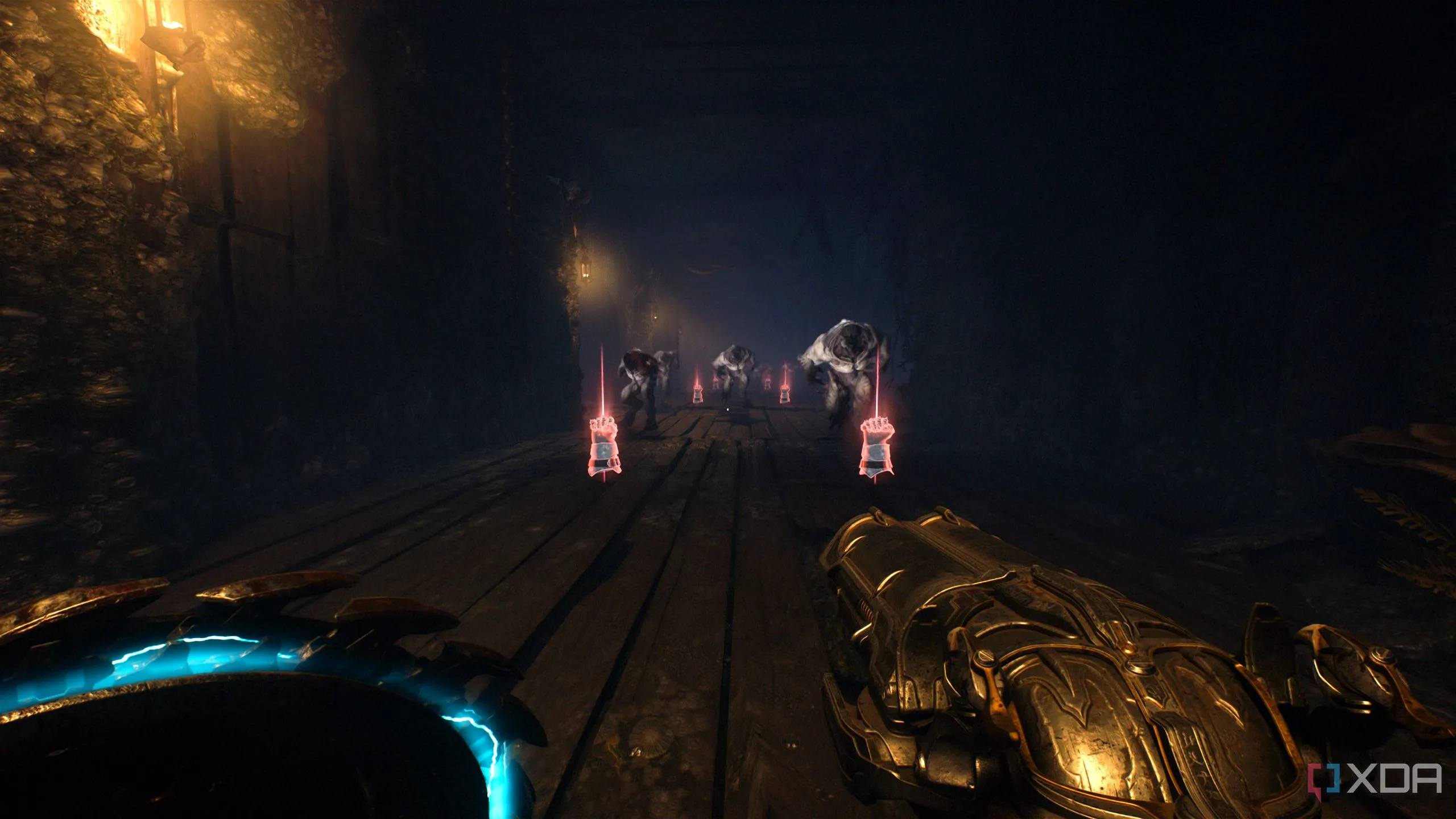 Hành lang đầy Hellknight và vật phẩm Melee Charge trong khu vực bí mật kỳ lạ