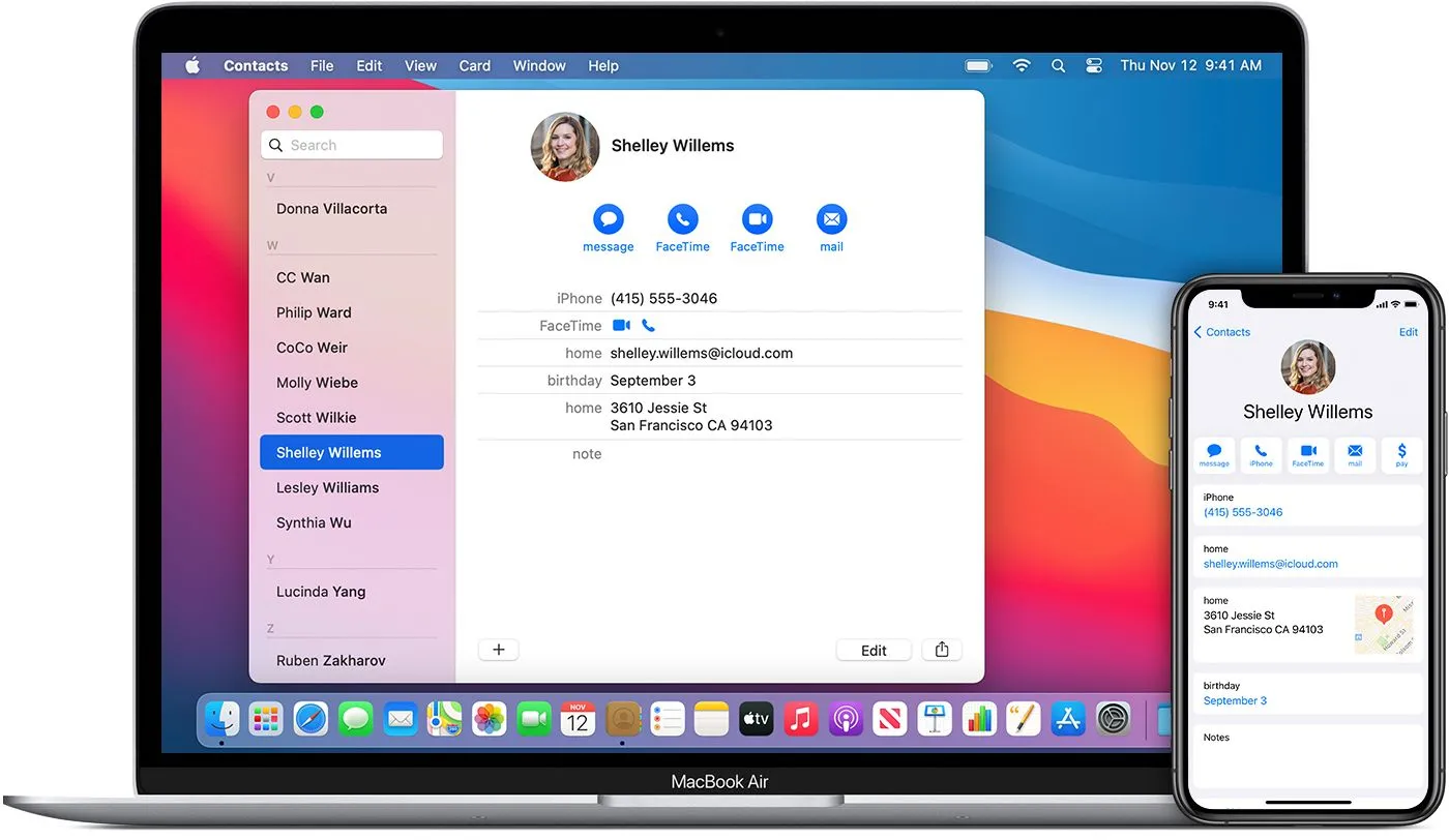 Hệ sinh thái Apple với MacBook Air, iPhone và iPad minh họa khả năng đồng bộ hóa liên tục của iCloud giữa các thiết bị