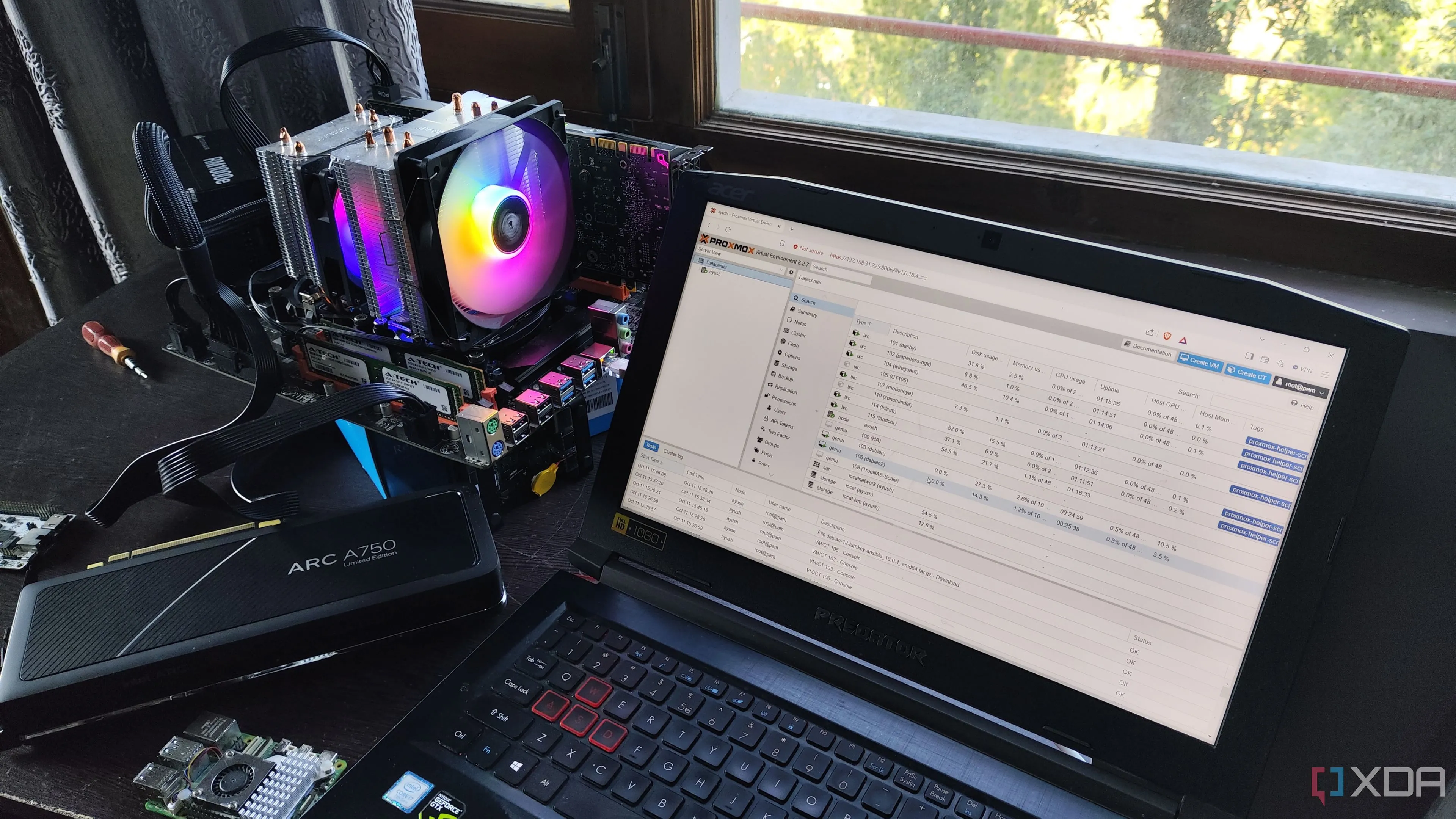 Hệ thống Home Lab với Proxmox được cấu hình, sẵn sàng cho các máy chủ ảo.