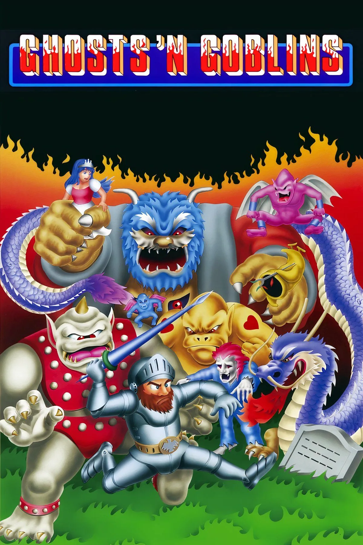Hiệp sĩ Arthur chiến đấu với quái vật trong Ghosts 'n Goblins cổ điển