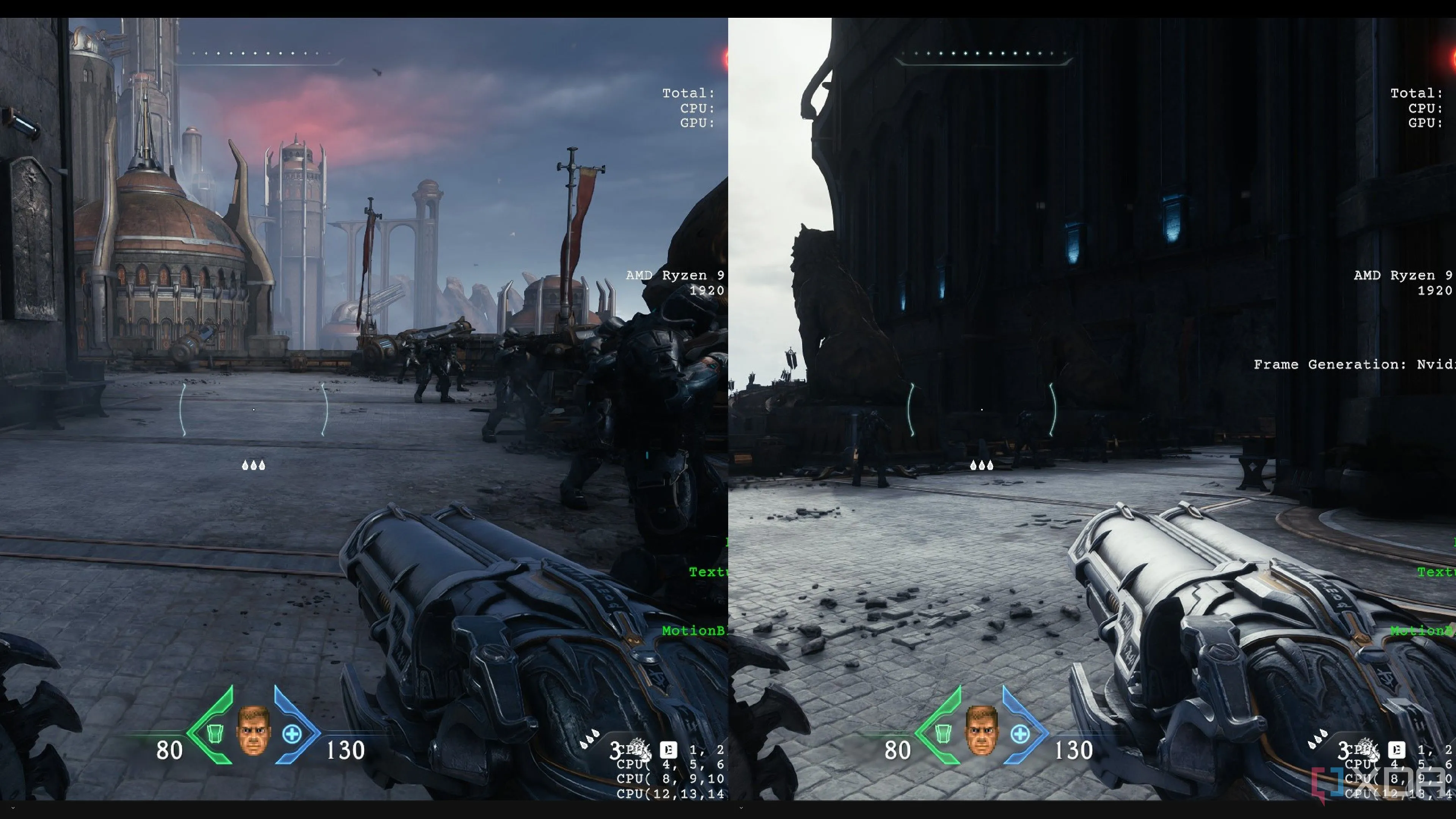 Hiệu ứng ánh sáng toàn cục ray tracing trên model súng trong Doom The Dark Ages