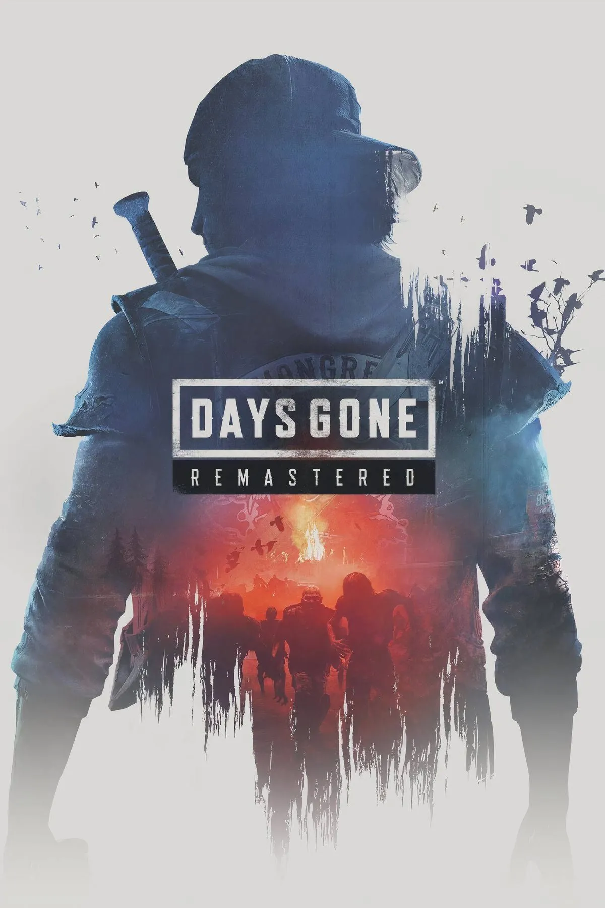 Hình ảnh bìa game Days Gone Remastered, với nhân vật chính Deacon St. John và chiếc xe mô tô trong khung cảnh hoang tàn.
