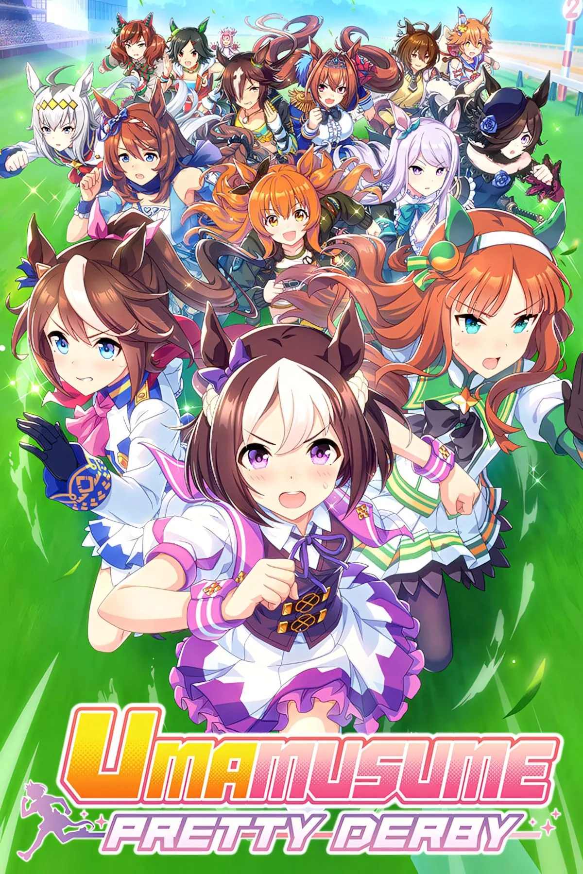 Hình ảnh bìa Umamusume Pretty Derby với các nhân vật nữ anime đua ngựa