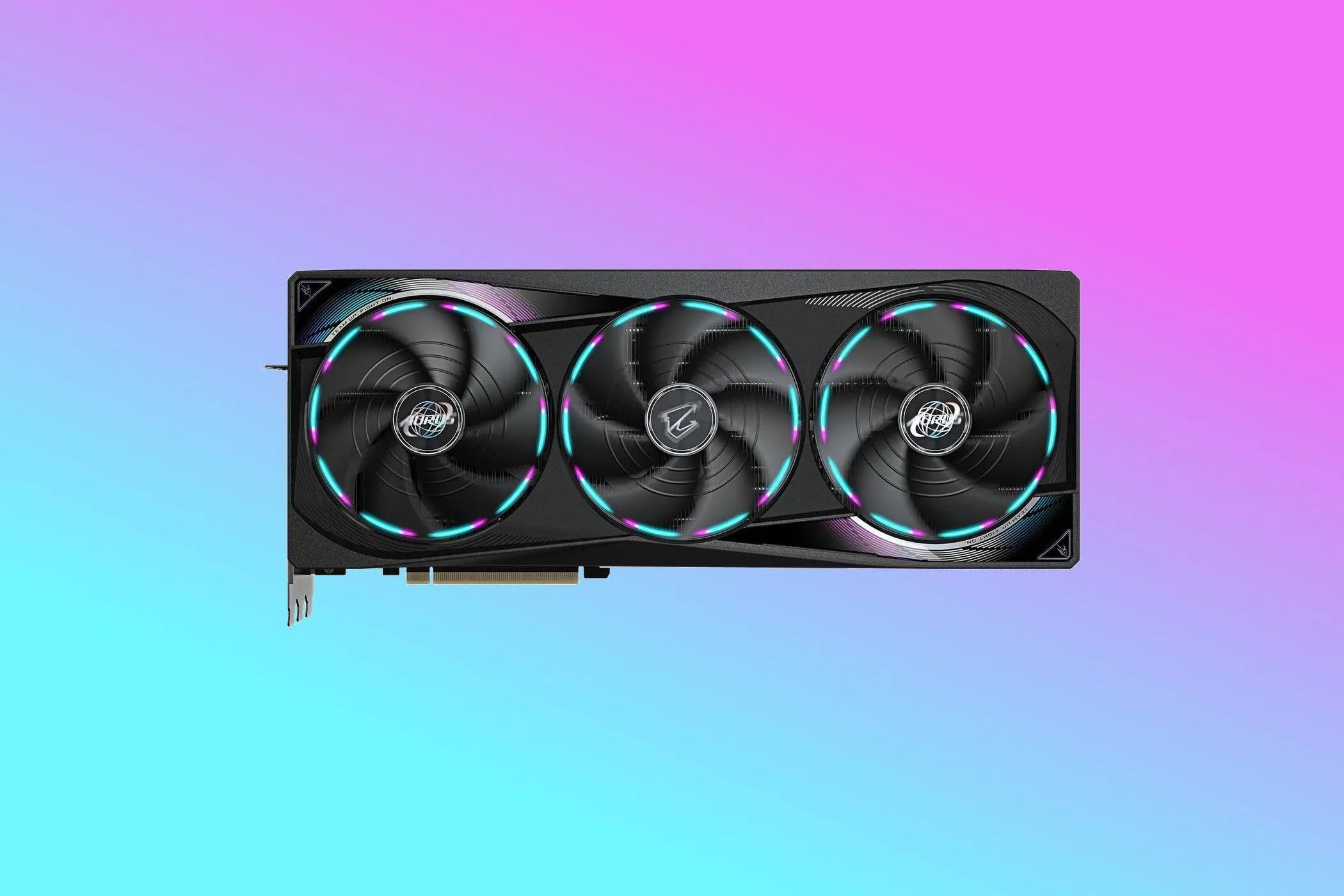Hình ảnh card đồ họa Gigabyte Aorus GeForce RTX 5070 Ti Master với ba quạt tản nhiệt