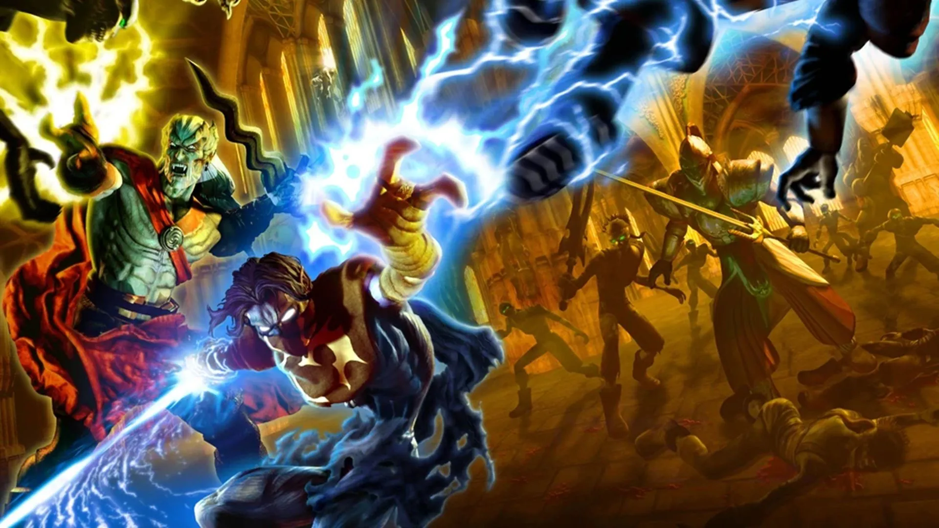 Hình ảnh chủ đạo của game Legacy of Kain Defiance với hai nhân vật chính Kain và Raziel, tượng trưng cho cốt truyện đen tối và hấp dẫn
