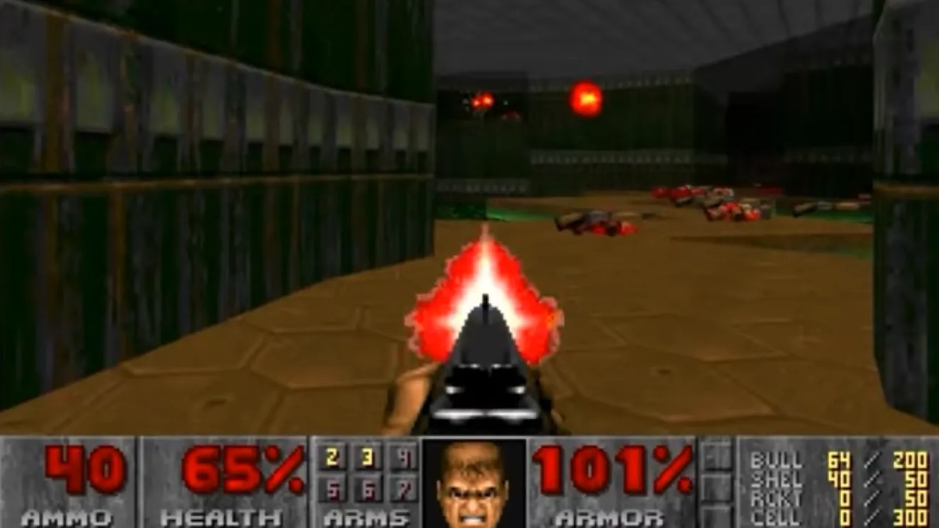 Hình ảnh game Doom hiển thị dưới dạng đồ họa ASCII trong file TXT
