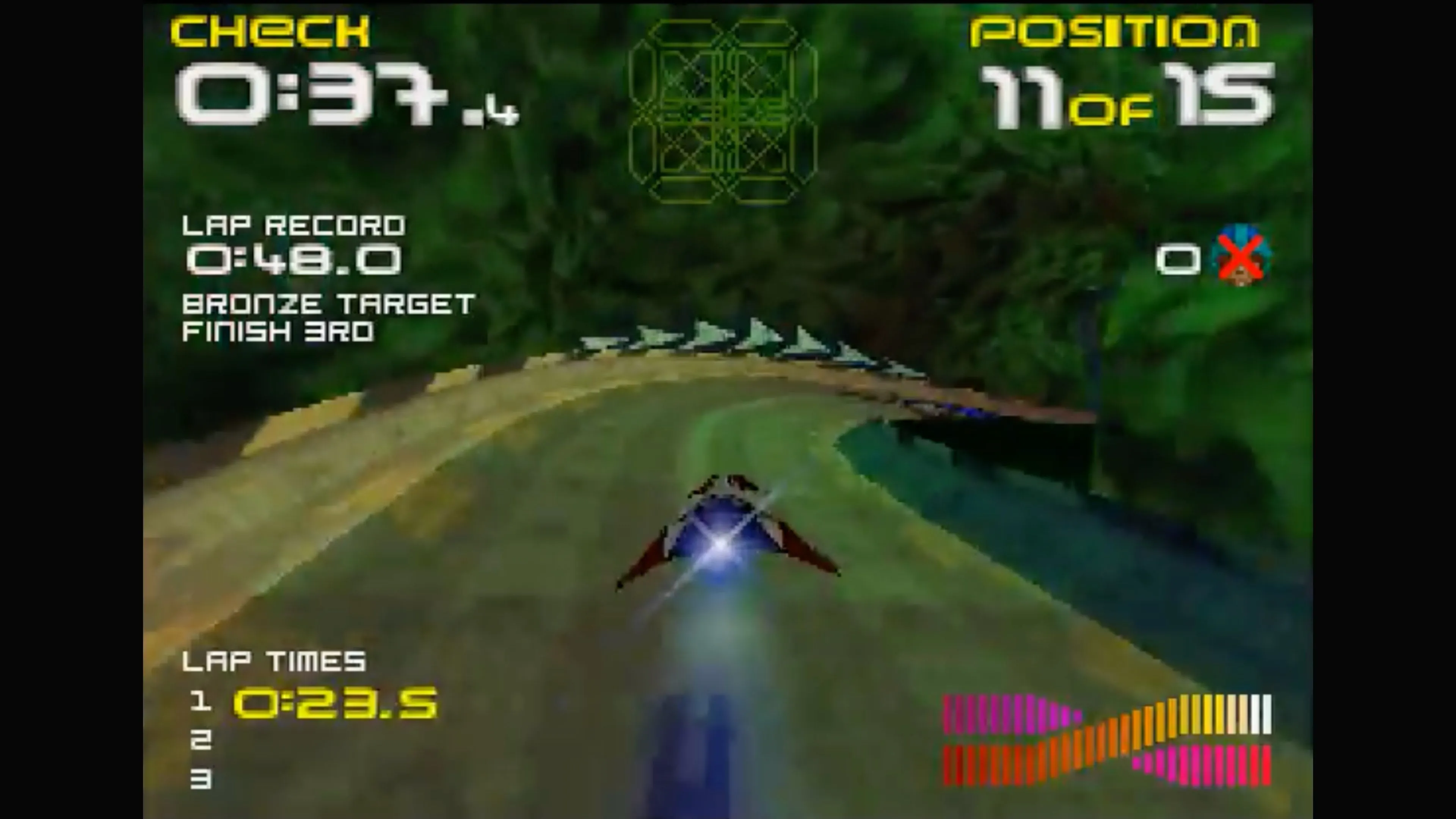Hình ảnh gameplay sắc nét của tựa game đua xe tốc độ Wipeout 64 trên Nintendo 64
