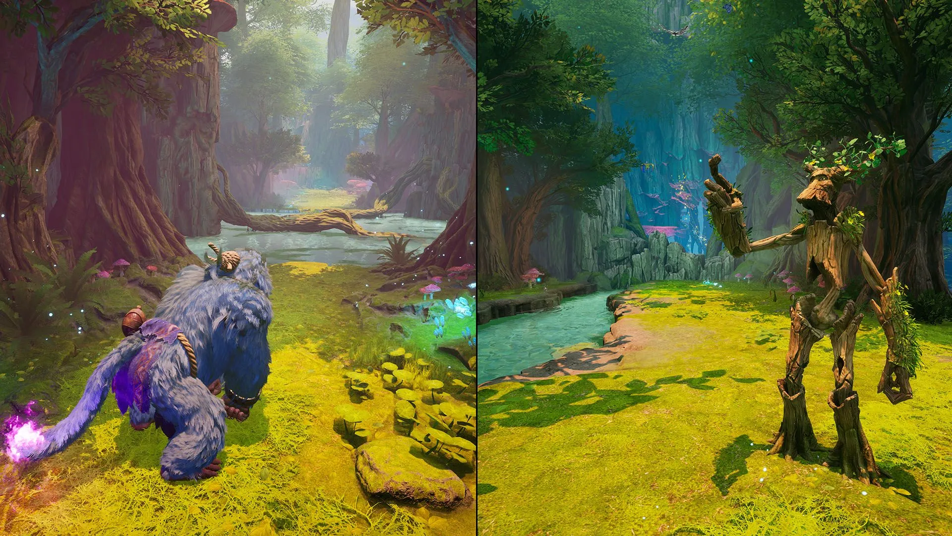 Hình ảnh gameplay Split Fiction với nhân vật nữ nhảy giữa các khối kiến trúc trong môi trường khoa học viễn tưởng