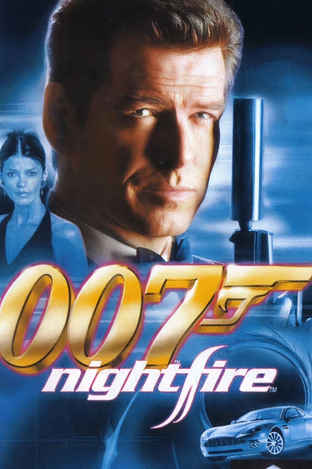 Hình ảnh hỗn hợp từ James Bond 007: Nightfire, với các cảnh hành động và lái xe.