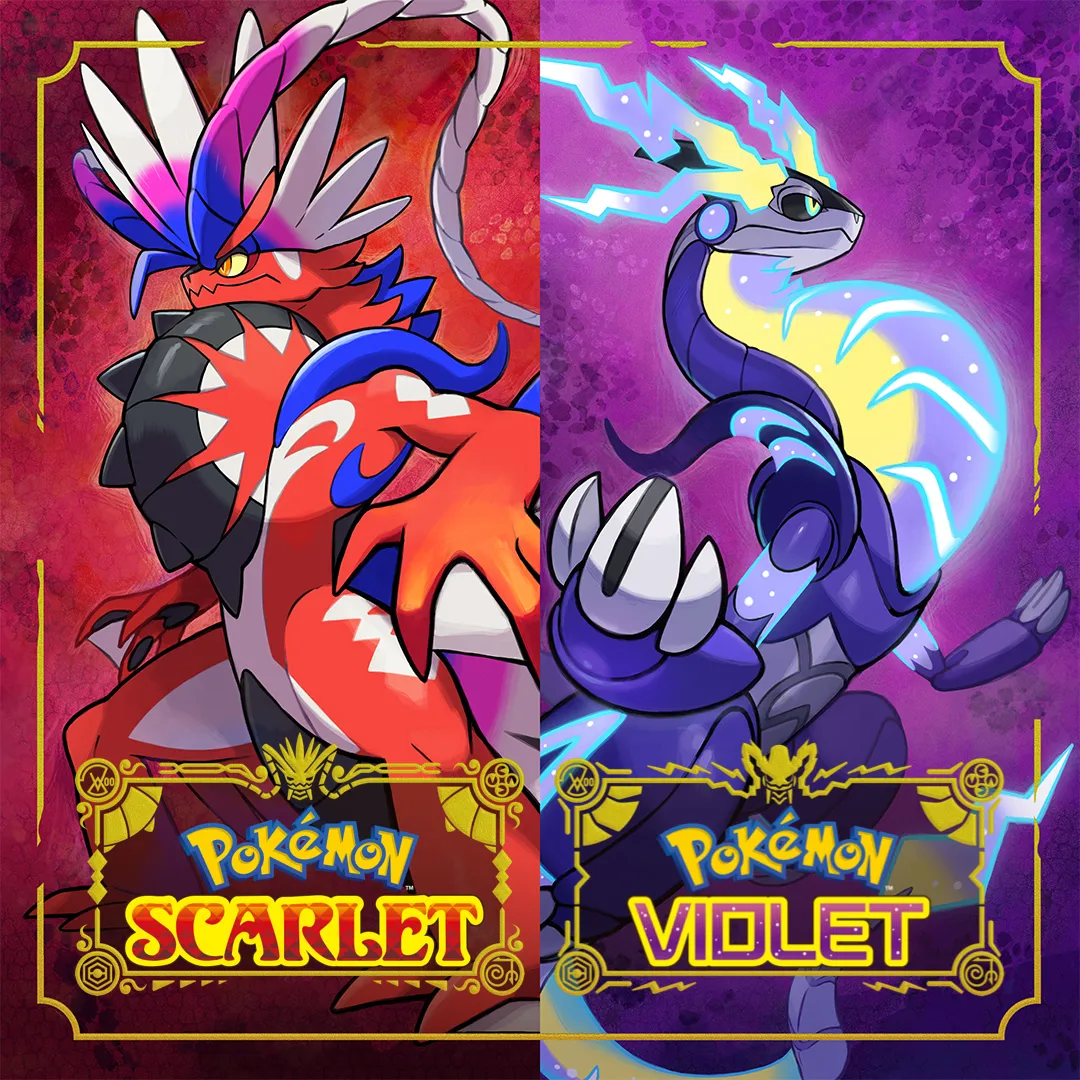 Hình ảnh minh họa game Pokémon Scarlet và Violet với Koraidon và Miraidon, hai Pokemon huyền thoại đặc trưng của phiên bản, đại diện cho vấn đề hiệu suất của dòng game Pokémon.