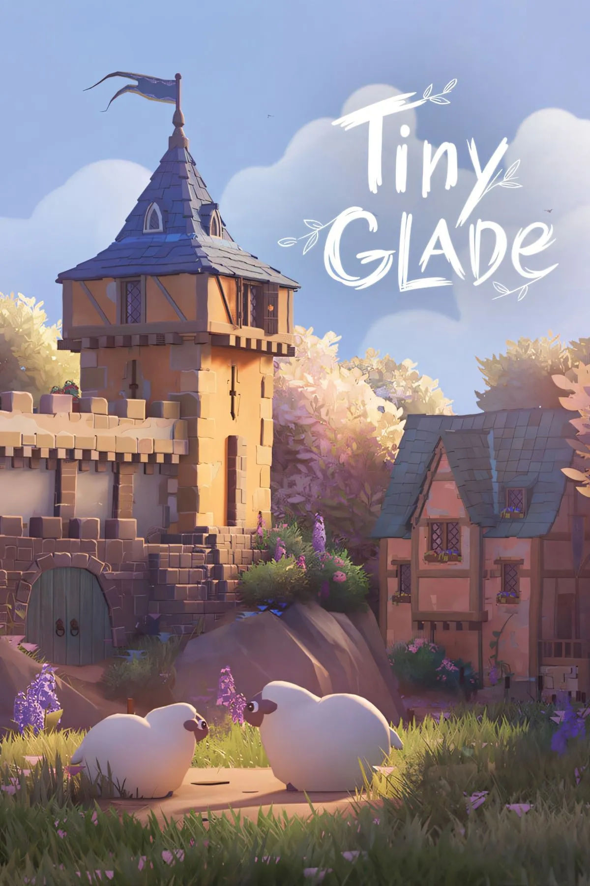 Hình ảnh nghệ thuật của game Tiny Glade với lâu đài cổ tích lãng mạn