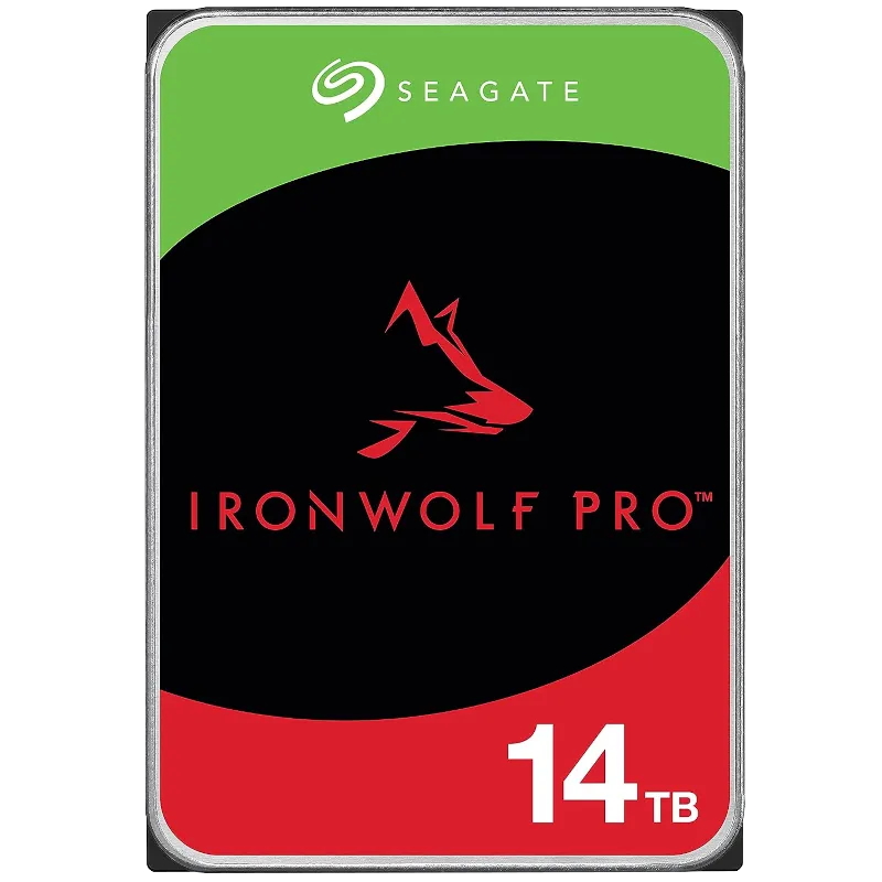 Hình ảnh ổ cứng HDD Seagate IronWolf Pro 14TB, dòng sản phẩm chuyên dụng cho hệ thống NAS với độ bền và hiệu suất cao trong môi trường làm việc nặng