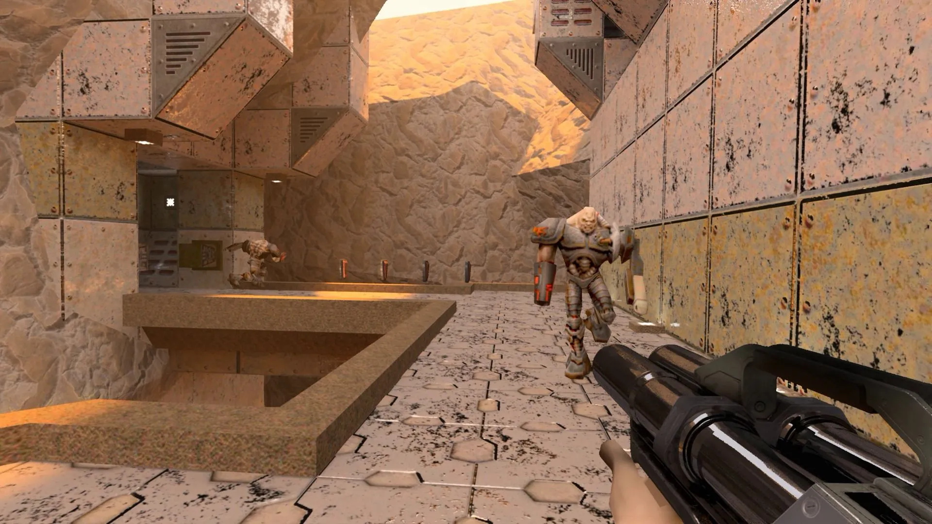 Hình ảnh Quake II RTX với đồ họa được nâng cấp nhờ công nghệ dò tia.