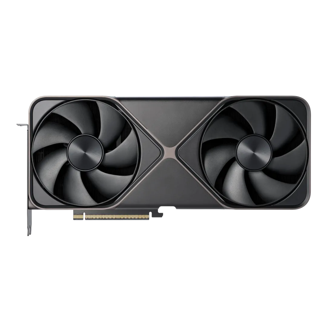 Hình ảnh render mặt trước của card đồ họa Nvidia RTX 5080