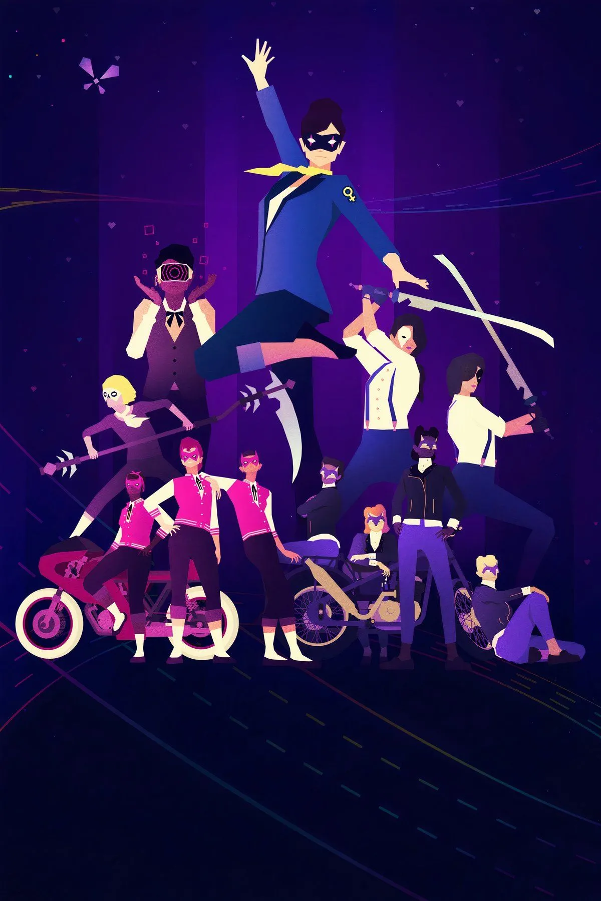 Hình ảnh rực rỡ, đầy màu sắc của Sayonara Wild Hearts với phong cách neon