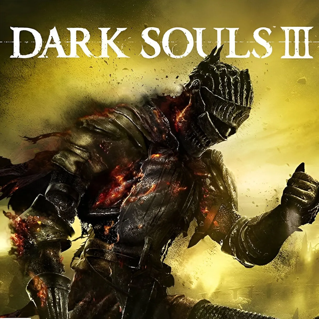 Hình ảnh sản phẩm của trò chơi Dark Souls III, hiển thị nhân vật chính với áo giáp và kiếm