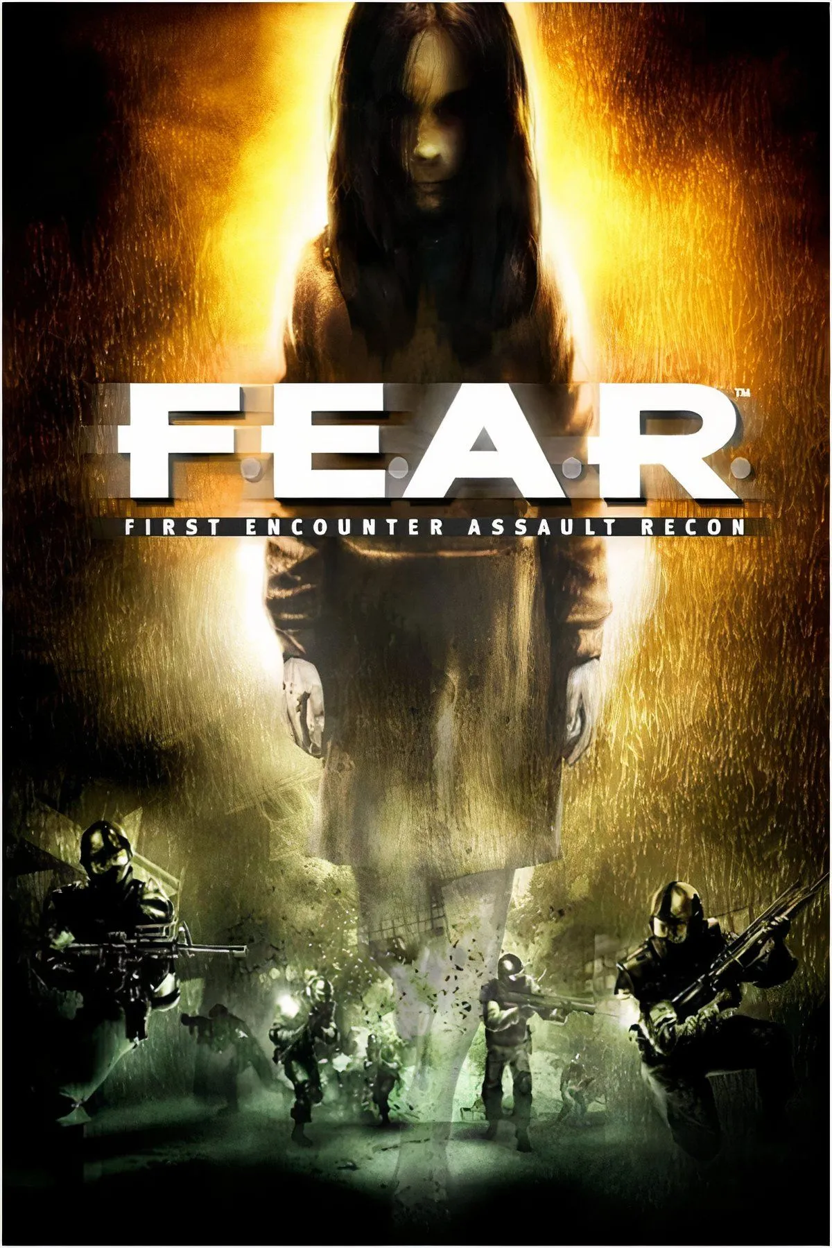 Hình ảnh trong game F.E.A.R., thể hiện không khí kinh dị và hành động căng thẳng.