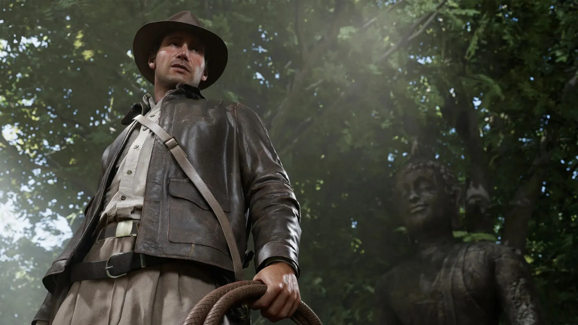 Hình ảnh trong game Indiana Jones and the Great Circle, minh họa một tựa game lớn được quan tâm và có thể được theo dõi qua nhiều kênh dữ liệu khác nhau ngoài Steam