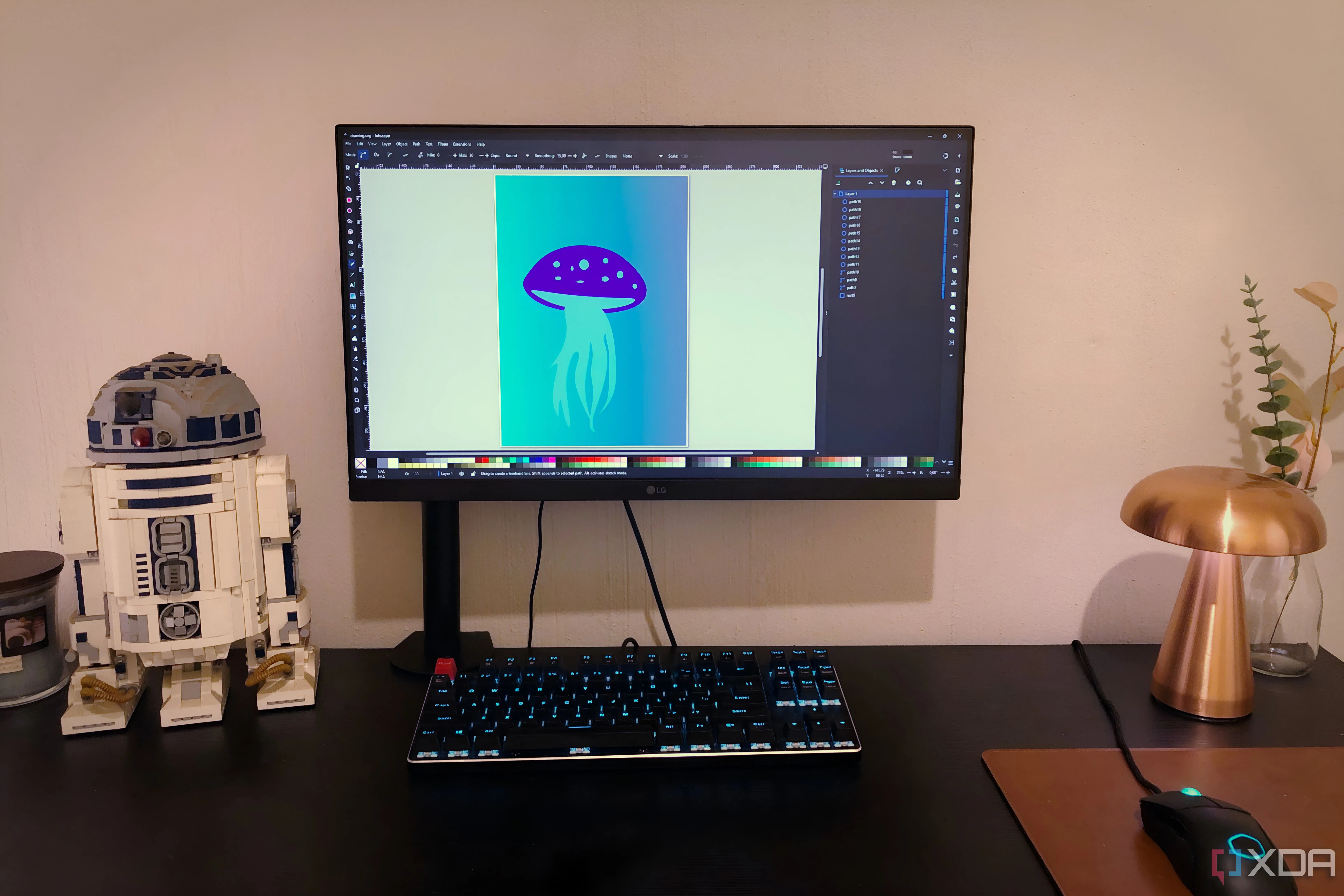 Hình minh họa con sứa phức tạp được tạo bằng Inkscape, thể hiện khả năng thiết kế đồ họa chuyên nghiệp