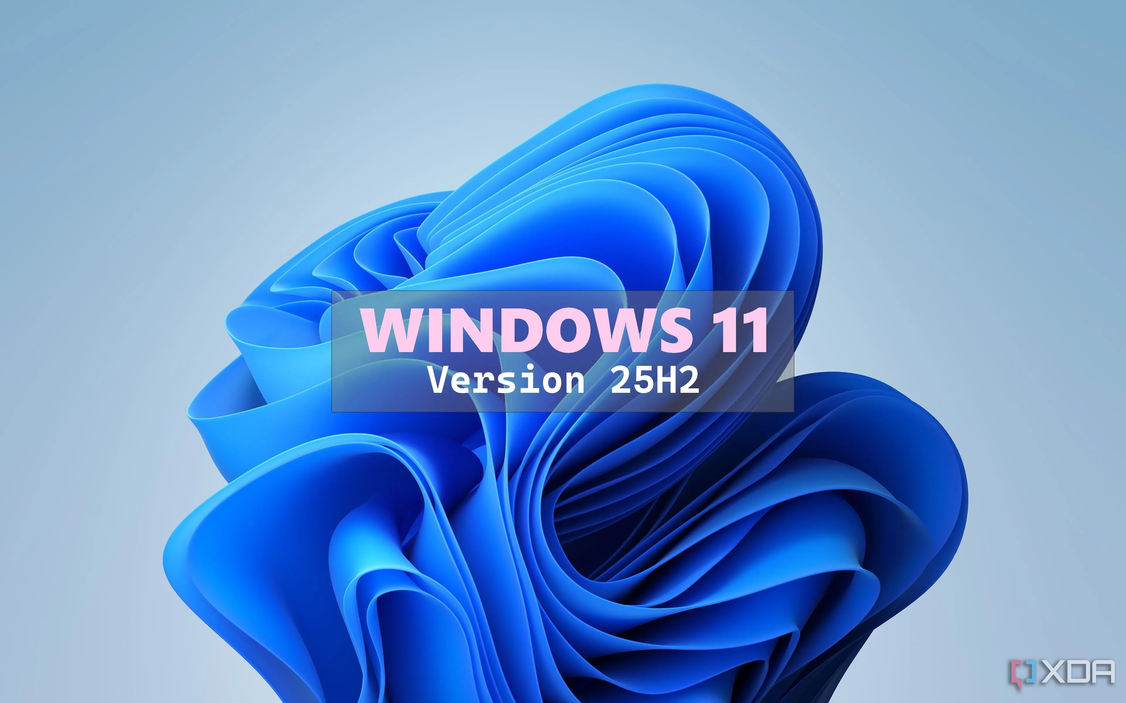 Hình nền Windows 11 Bloom với văn bản Windows 11 Version 25H2