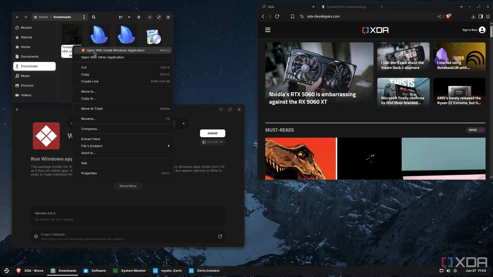 Hỗ trợ ứng dụng Windows trên Zorin OS, hiển thị môi trường chạy ứng dụng