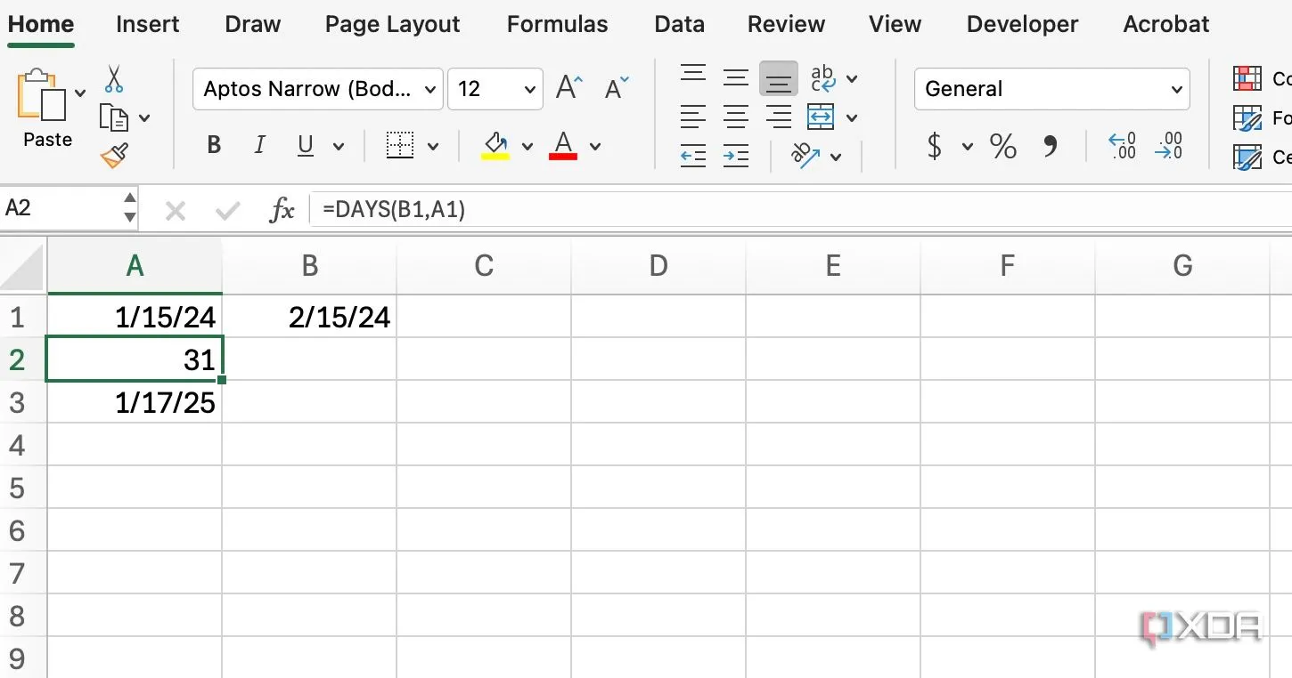 Hướng dẫn sử dụng hàm DAYS trong Excel để tính chênh lệch ngày giữa các mốc thời gian dự án