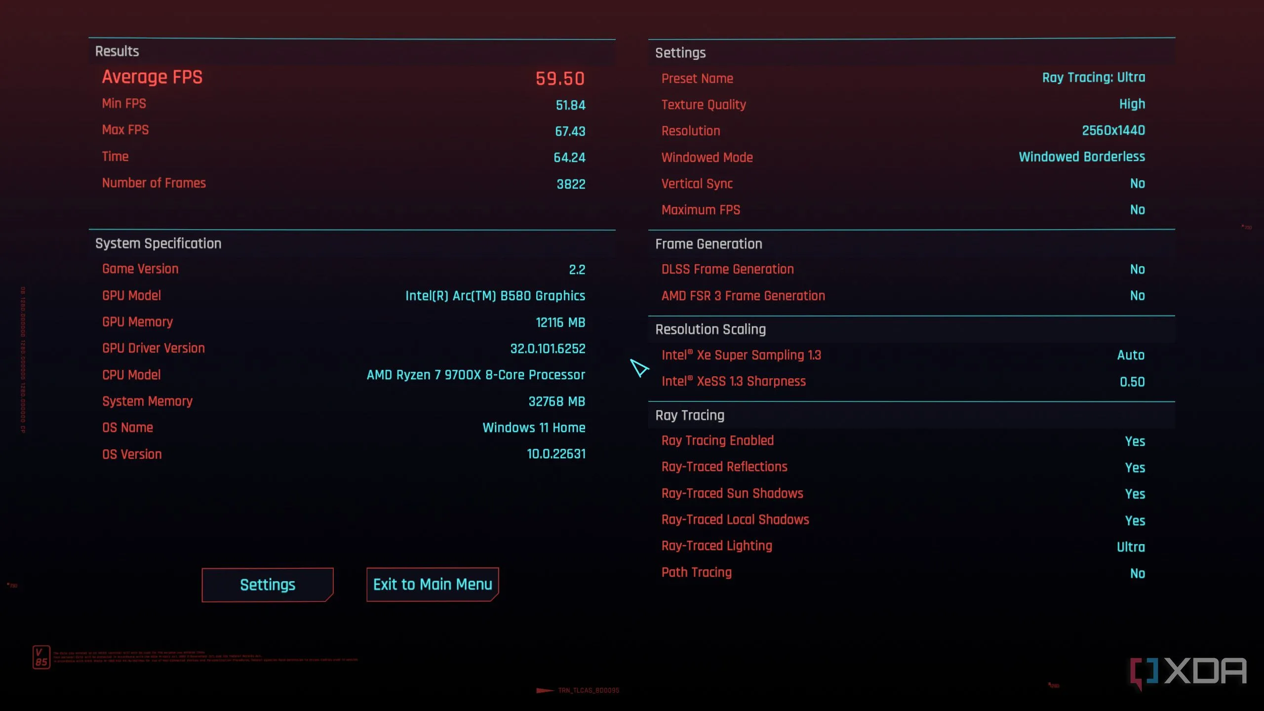 Kết quả benchmark Intel Arc B580 trong Cyberpunk 2077