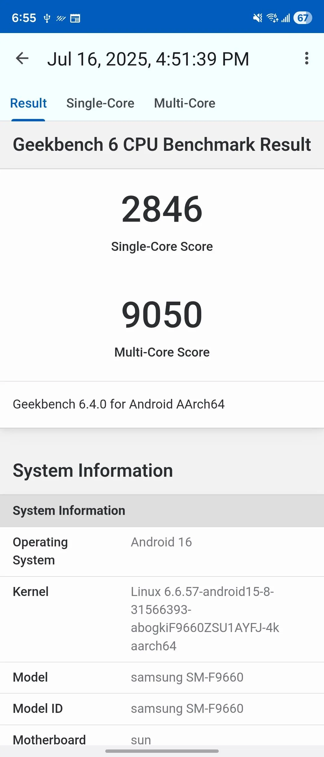 Kết quả điểm chuẩn GeekBench 6 của chip Snapdragon 8 Elite trên Z Fold 7