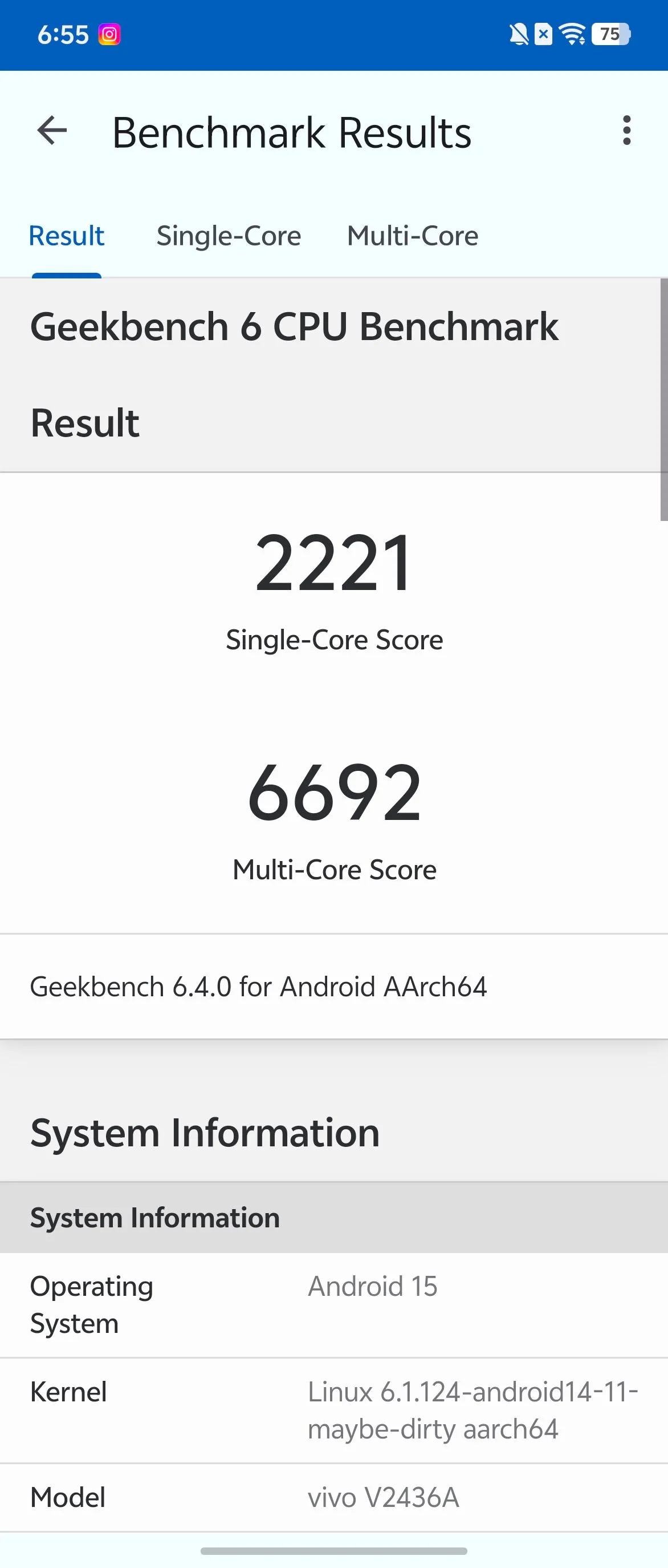 Kết quả điểm chuẩn GeekBench 6 của chip Snapdragon 8 Gen 3 trên Vivo X Fold 5