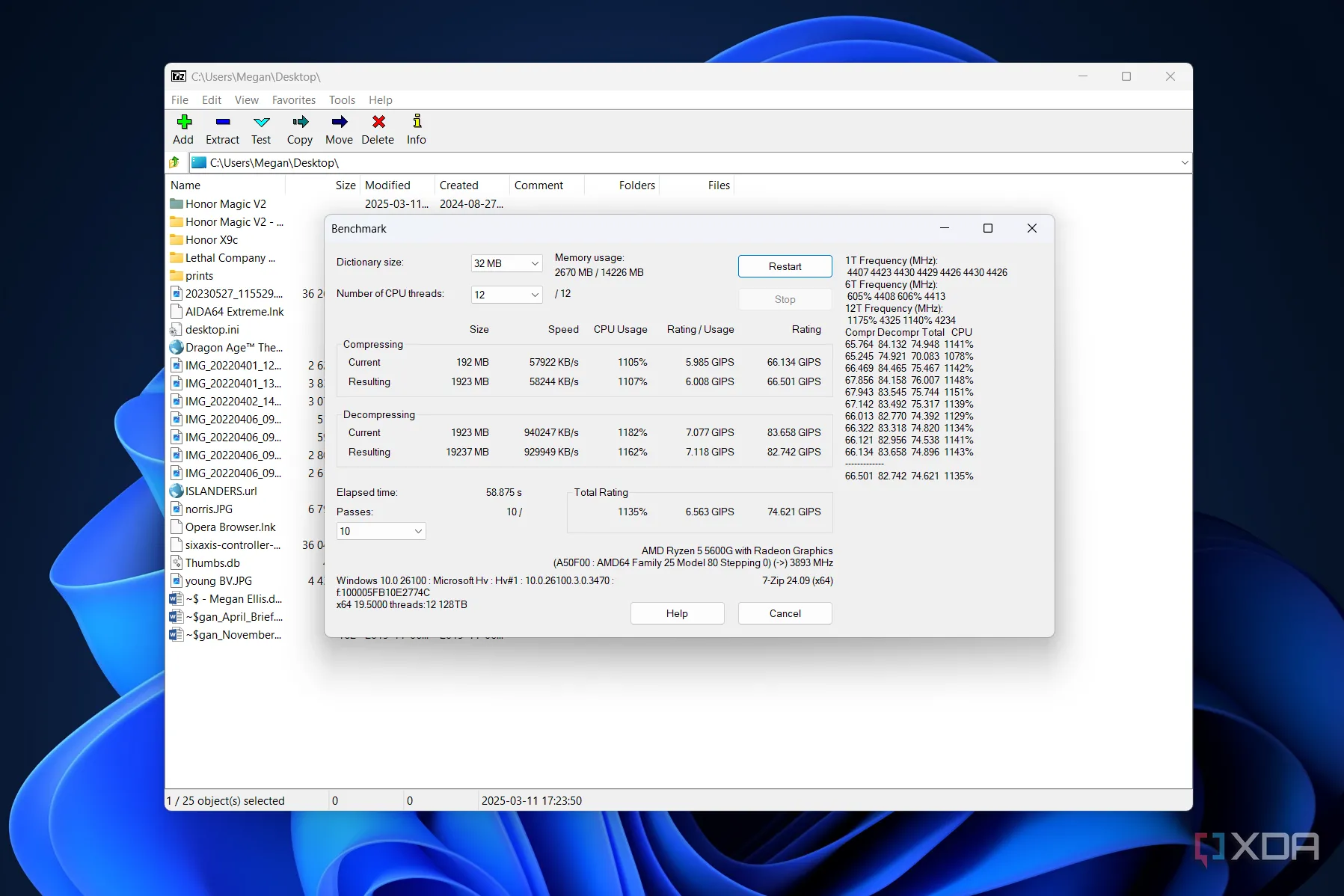 Kết quả kiểm tra benchmark của 7-Zip cho thấy tốc độ nén và giải nén vượt trội, với định dạng 7z và thuật toán LZMA