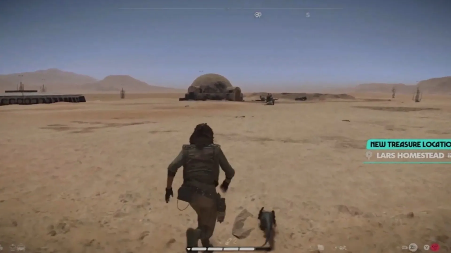 Khung cảnh trang trại Lars Homestead trên hành tinh sa mạc Tatooine được tái hiện chi tiết trong game Star Wars Outlaws.