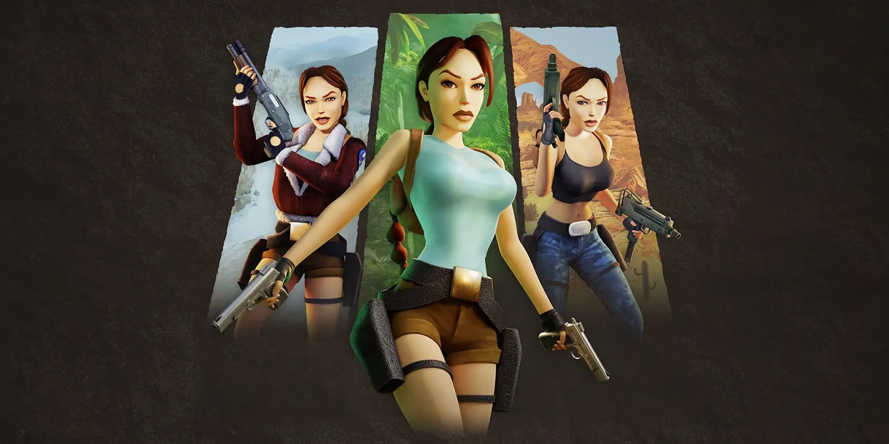 Lara Croft trong bộ sưu tập Tomb Raider 1-3 Remastered, biểu tượng phiêu lưu táo bạo.