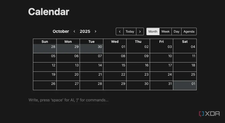 Lịch Google Calendar được tích hợp mượt mà vào Notion, hiển thị các sự kiện đã lên lịch