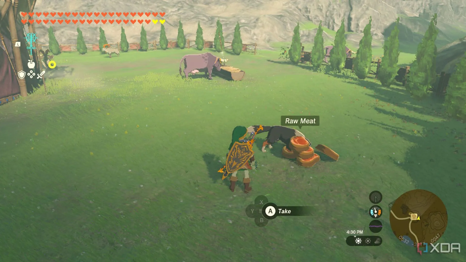Link cho chó ăn tại chuồng ngựa trong The Legend of Zelda: Tears of the Kingdom