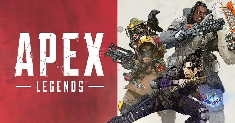 Logo Apex Legends cùng các nhân vật (Legends) trong tư thế sẵn sàng chiến đấu