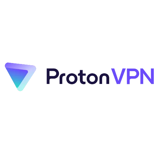 Logo của ProtonVPN với biểu tượng tam giác lệch tâm màu xanh tím